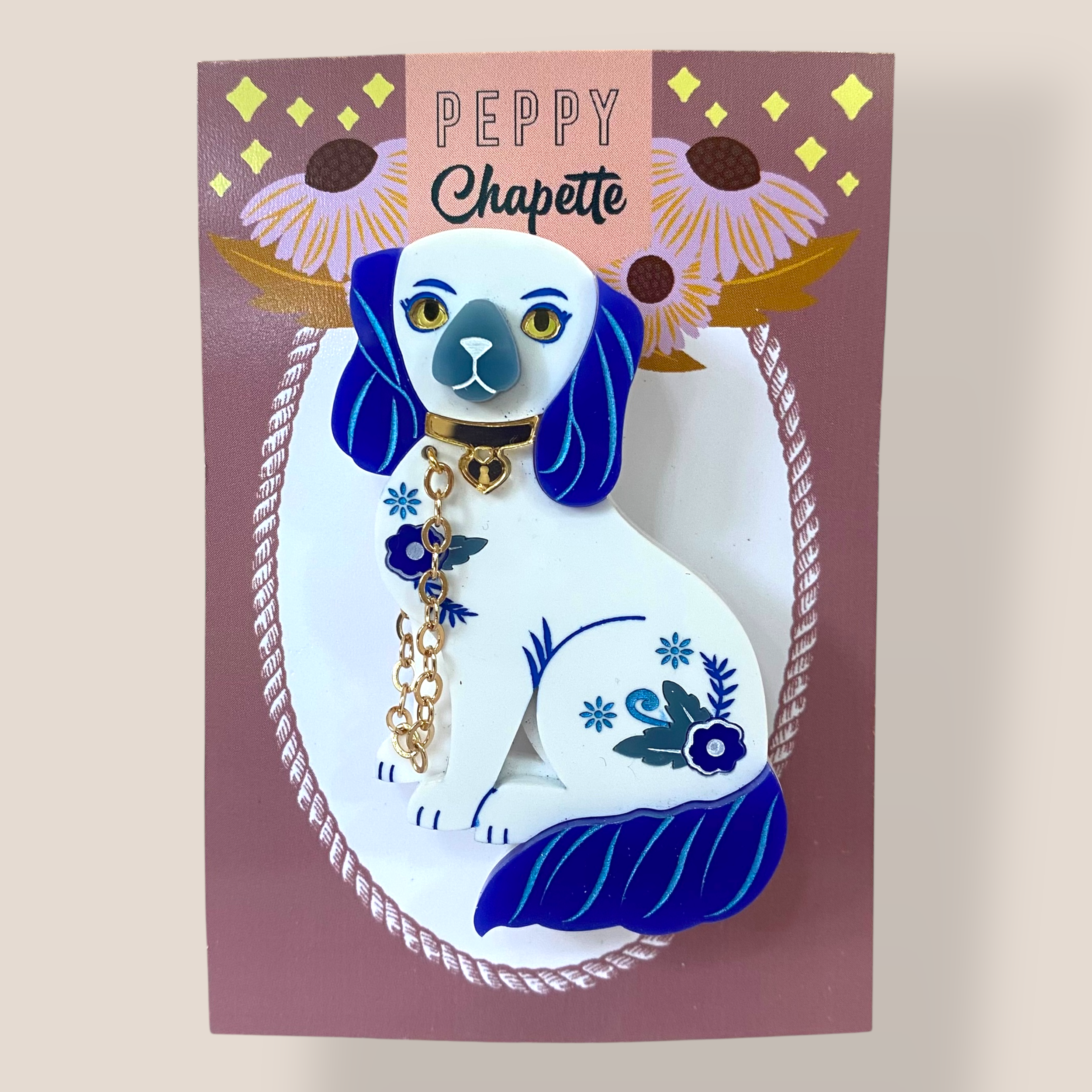 Danilova Jewellery, Peppy Chapette, King Charles Cavalier (2022) Acrylic Brooch2.png