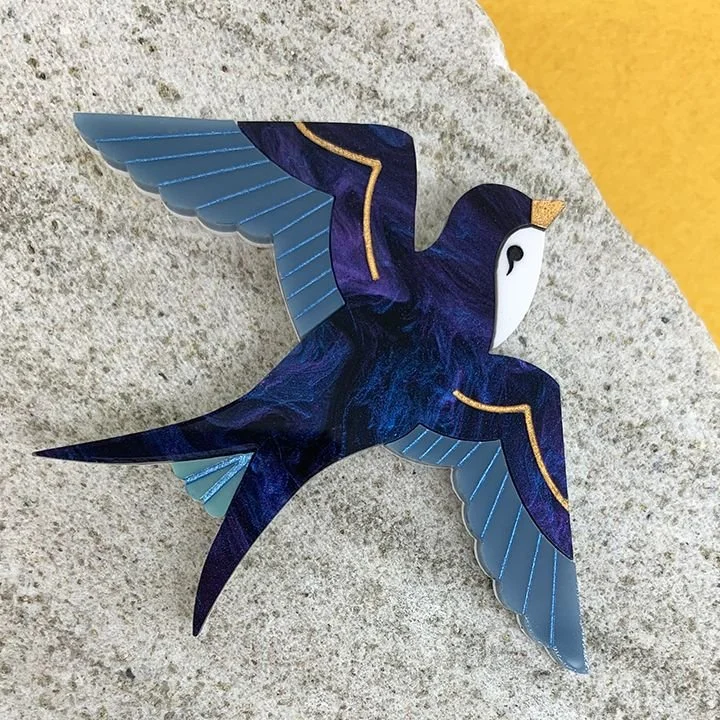 Danilova Jewellery, Peppy Chapette, Swooning Cindy Swallow (2023) Acrylic Brooch1.jpg
