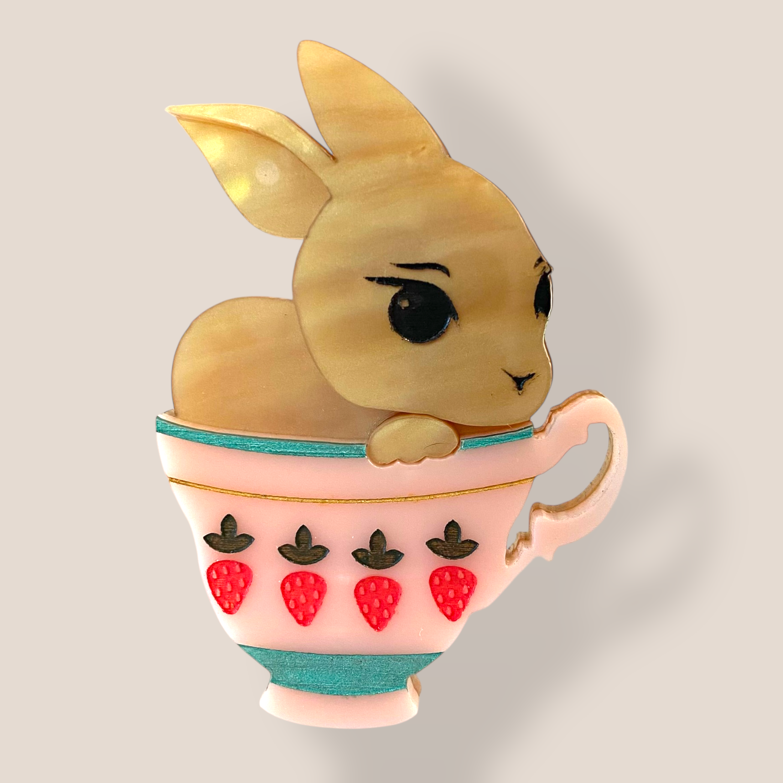 Peppy Chapette, Bunny Cup Betty (2021), Acrylic Brooch