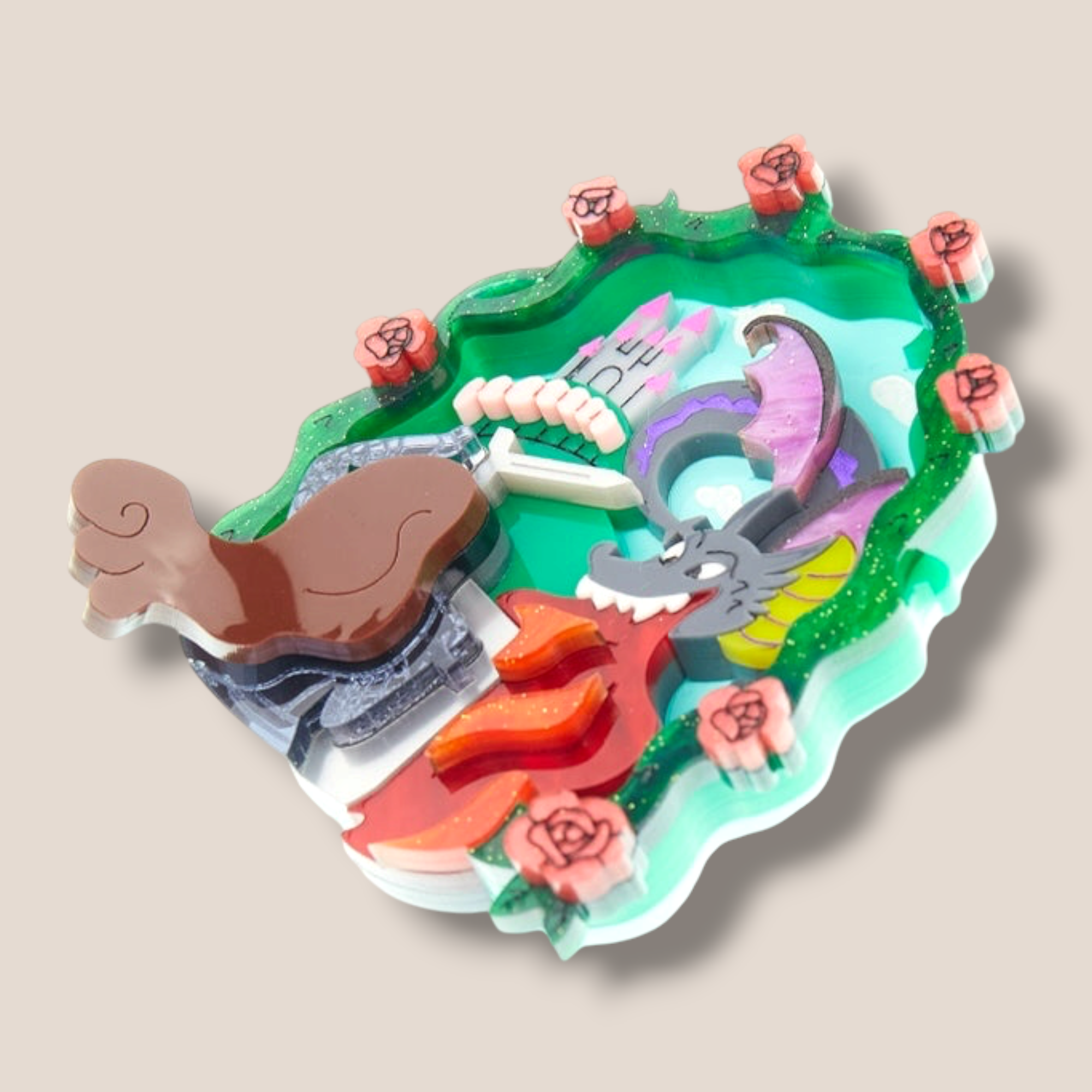 Danilova, La Vidriola, Taming the Dragon, Acrylic Statement Brooch1.PNG