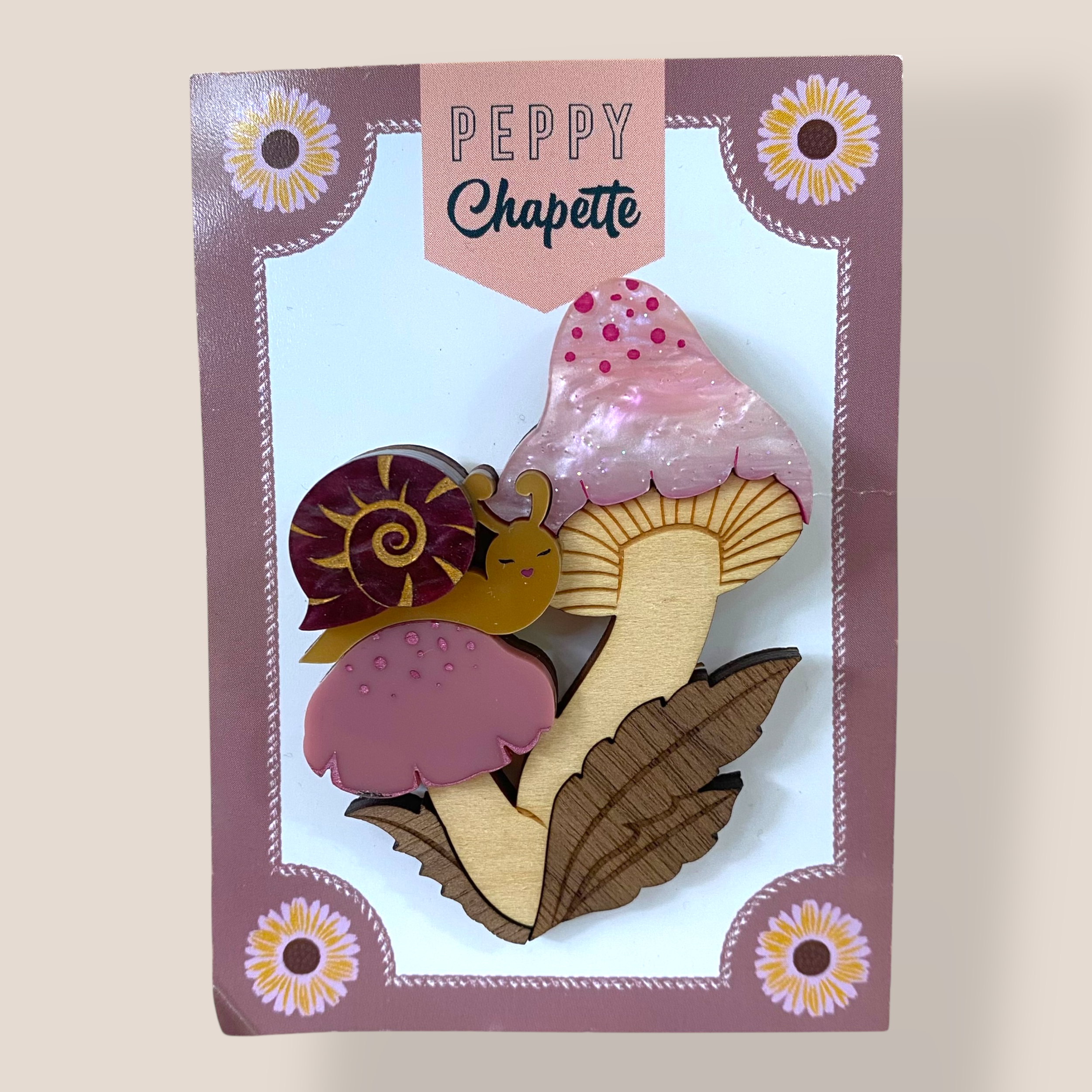 Danilova Jewellery, Peppy Chapette, Beatrice Toadstool (2022) Acrylic Brooch2.png