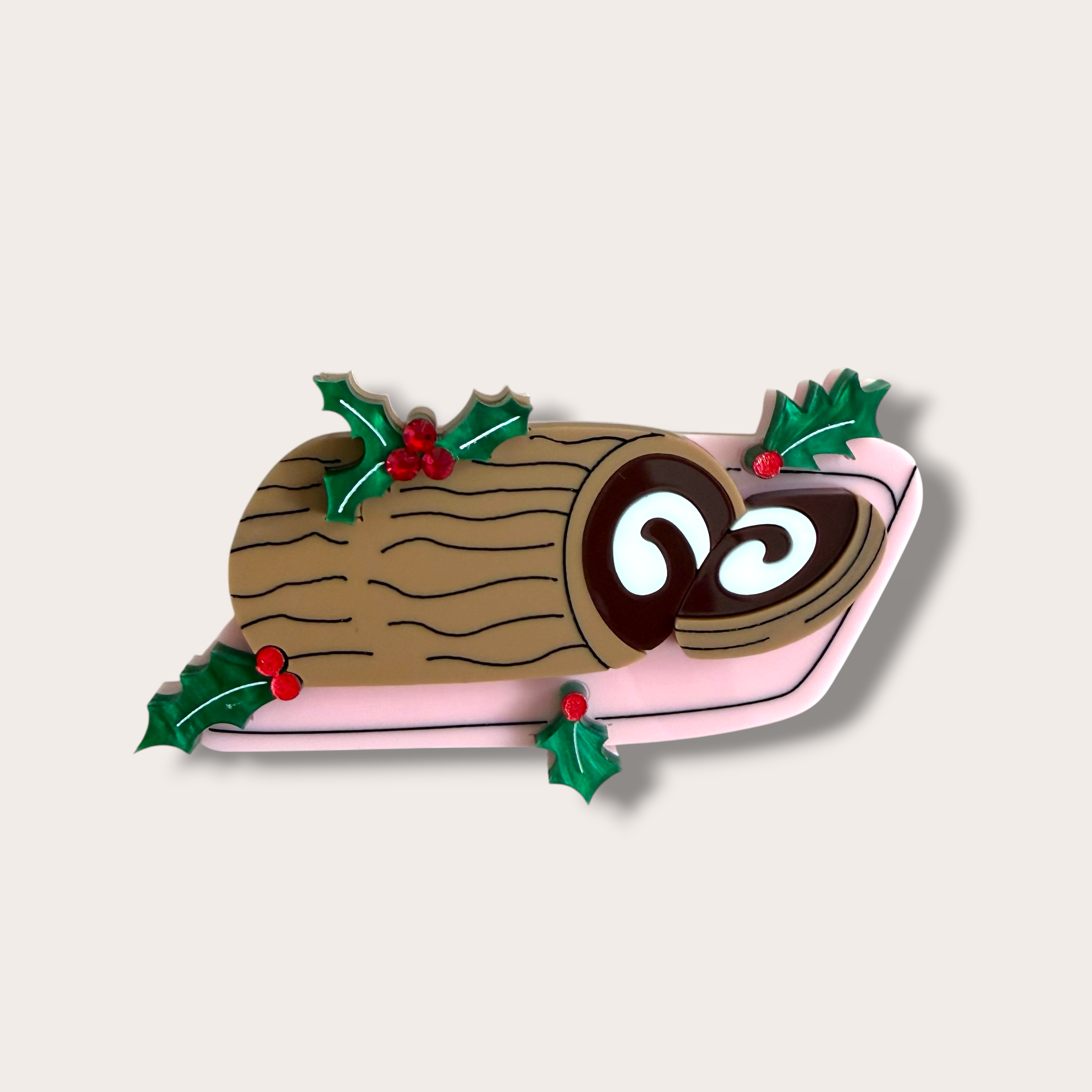 Danilova, La Vidriola, Delicious Buche de Noel Cake, Acrylic Brooch:Pin3.PNG