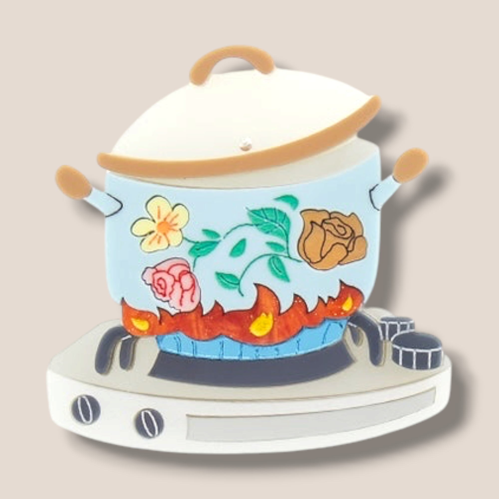 Danilova, La Vidriola, What's Cooking?, Acrylic Brooch1.PNG