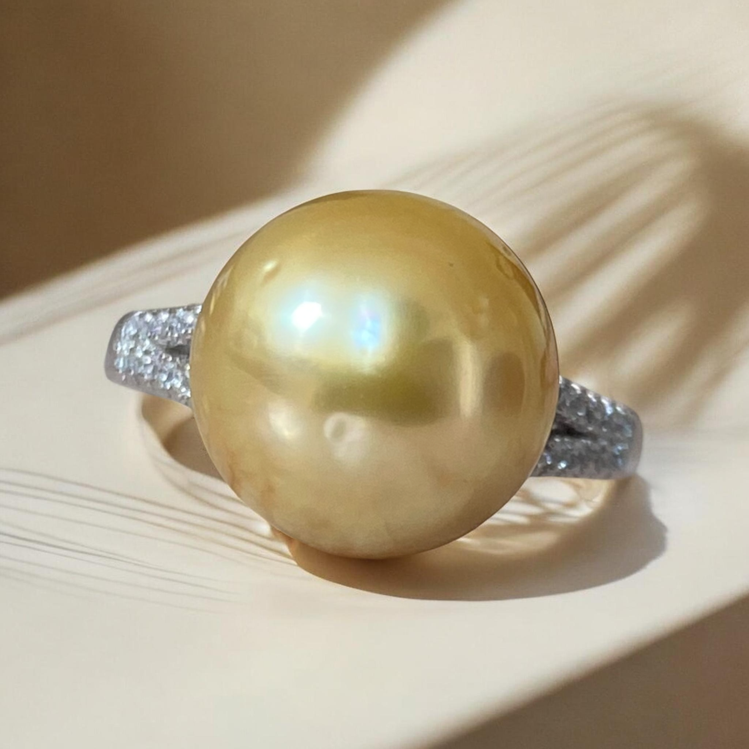 South Sea, Gold Pearl Ring in Split Shank Silver Setting2.PNG