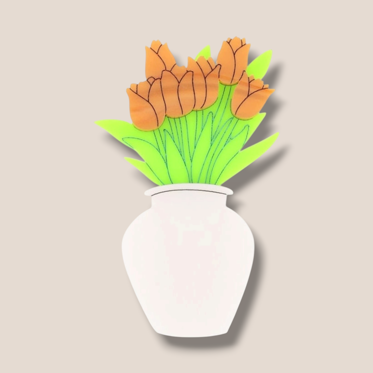 La Vidriola, Flower Vase, Interactive, Acrylic Brooch