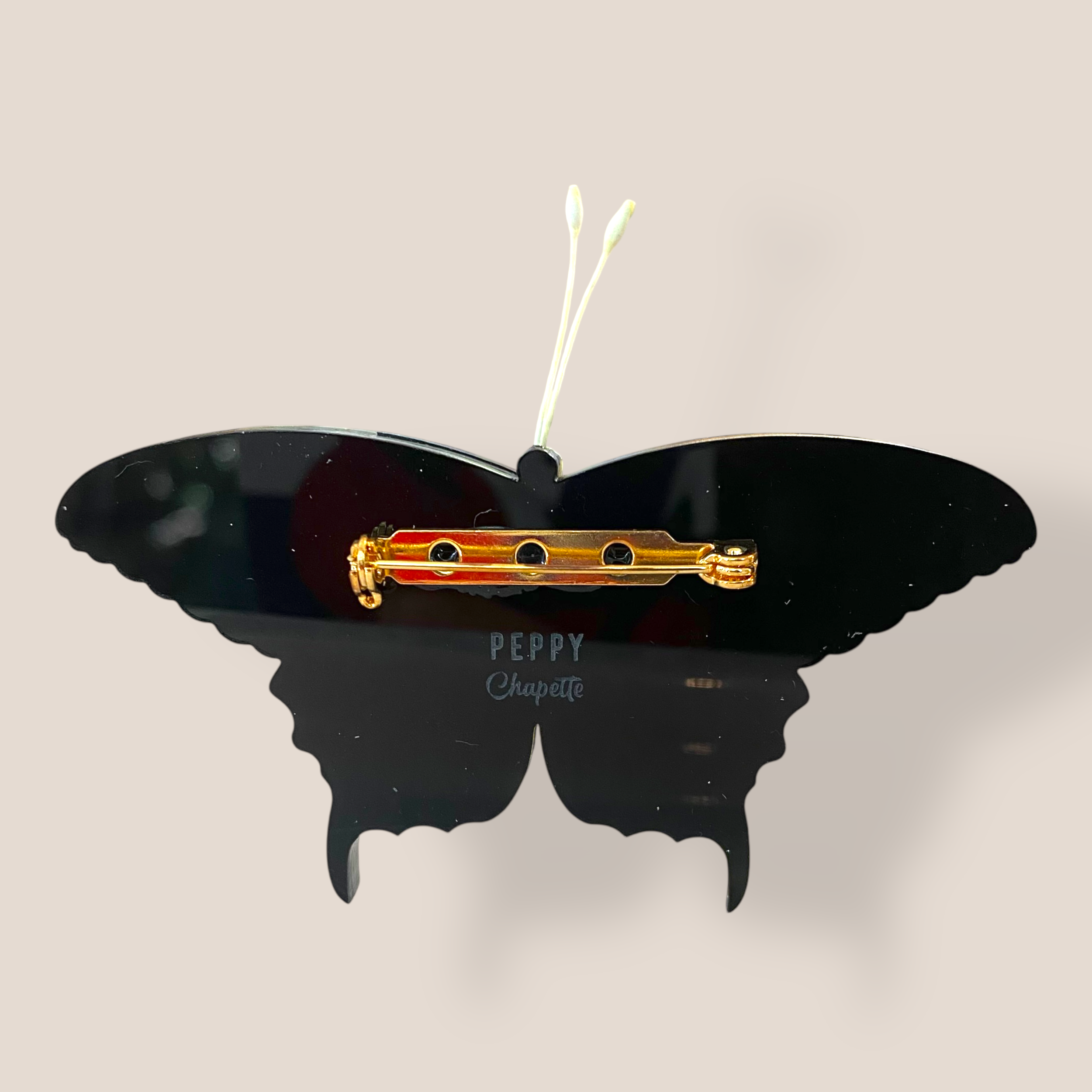 Danilova Jewellery, Peppy Chapette, Yellow Swallowtail Butterfly(2023) Acrylic Brooch3.png