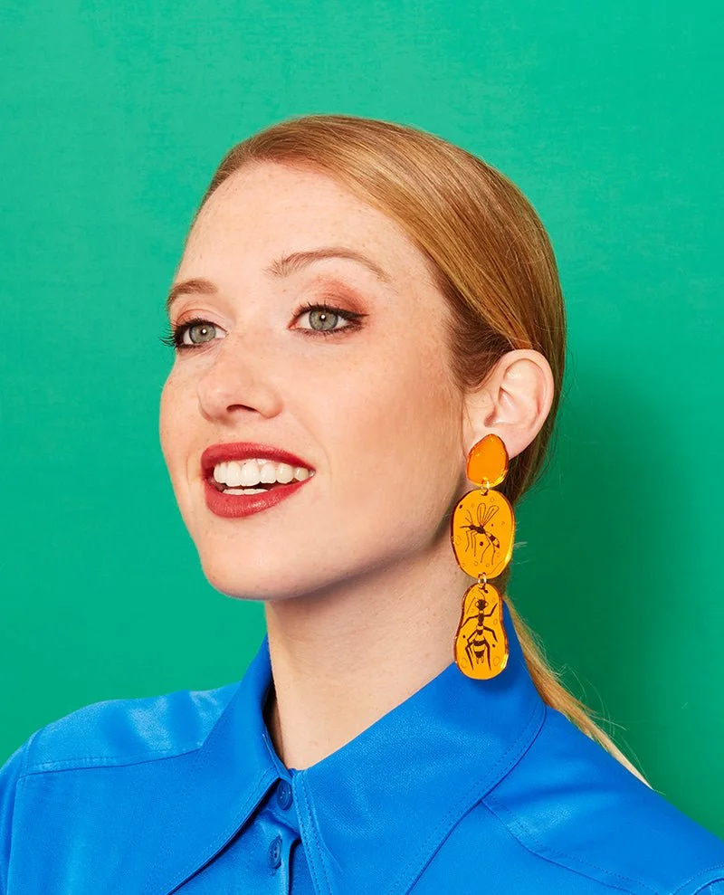 Danilova, La Vidriola, Amber Fossil, Acrylic Earrings2.jpg