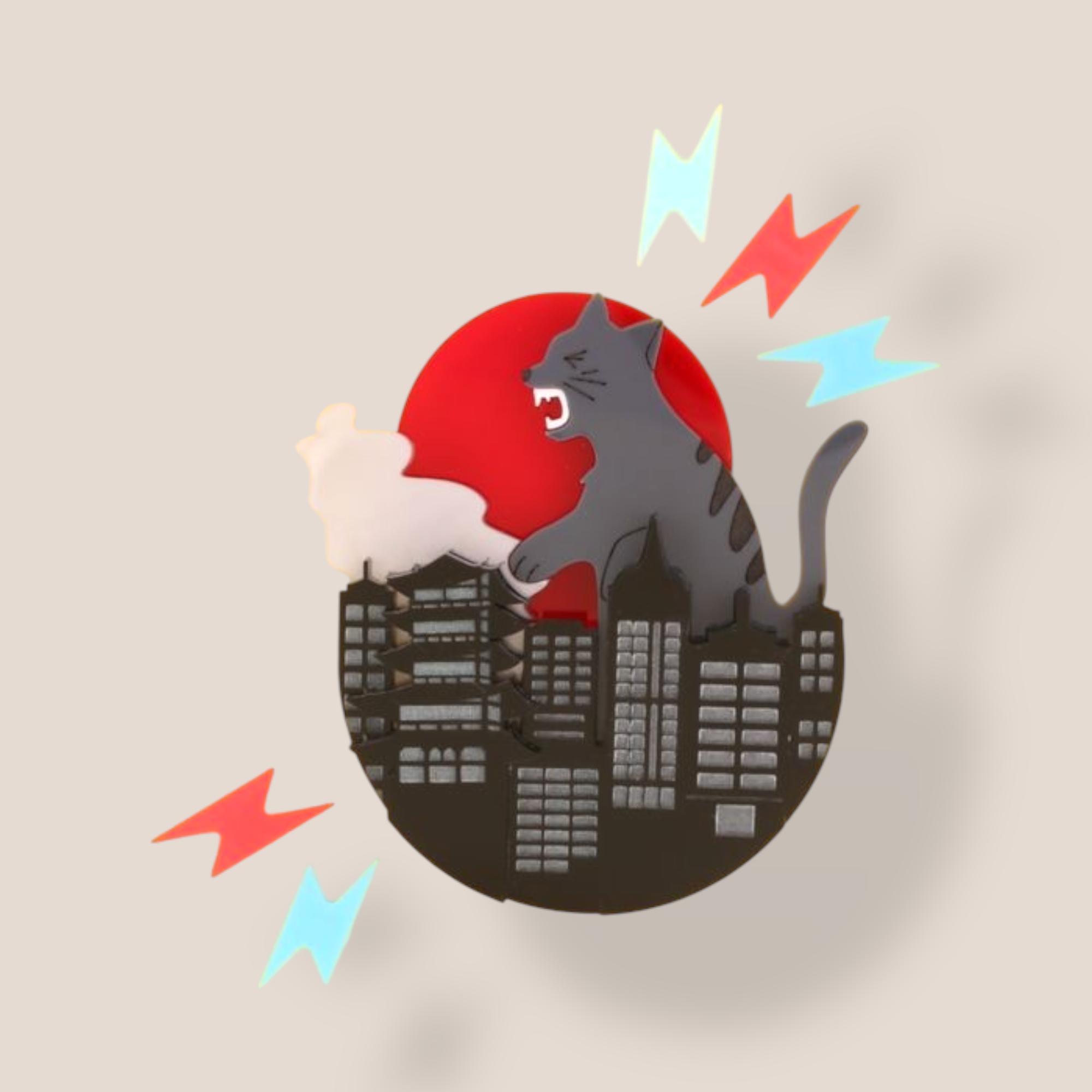 La Vidriola, Catzilla Attack! Acrylic Brooch