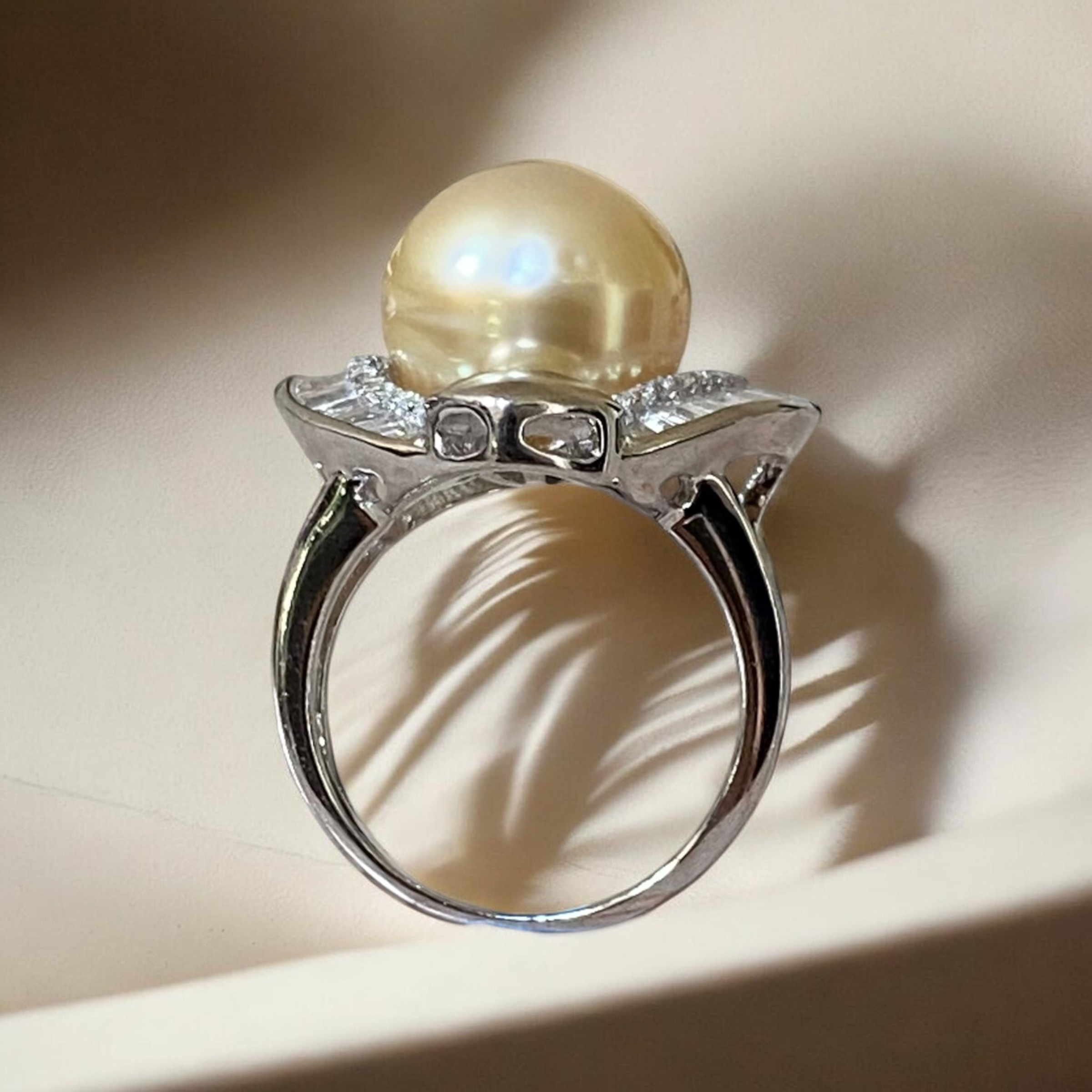 South Sea, Gold Pearl Ring in Silver Heart Halo Setting6.PNG