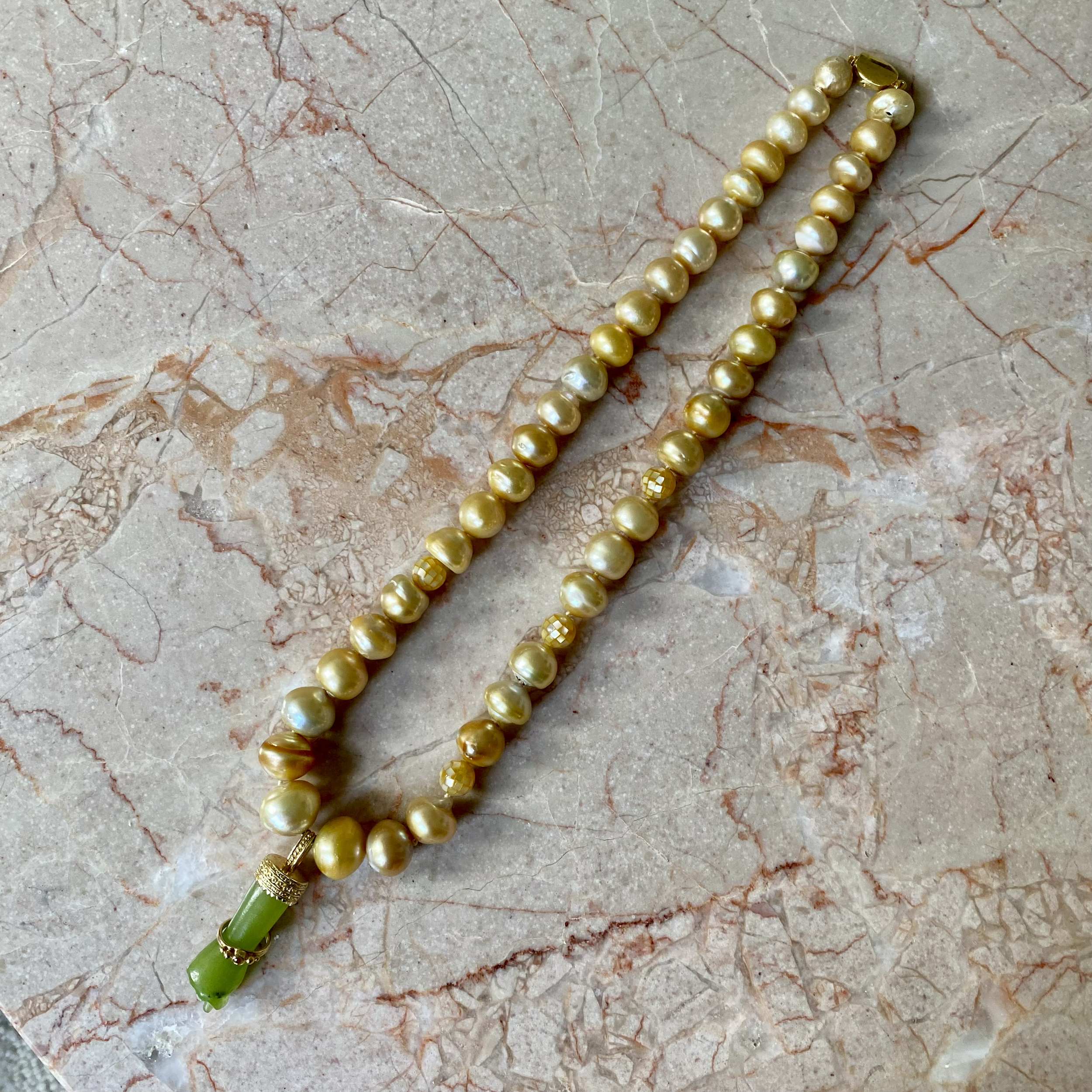 By Danilova, Gold Pearl, Peridot & Yellow Sapphire Pendant Necklace5.png