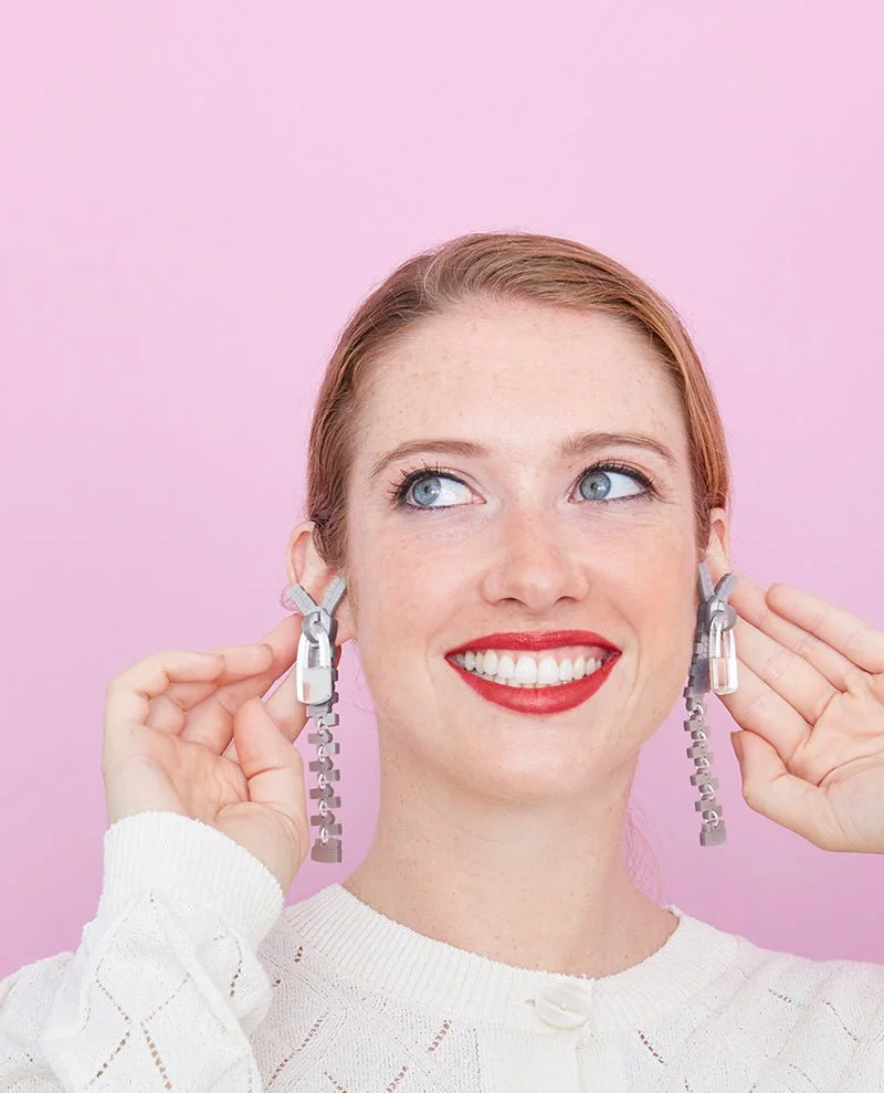 Danilova, La Vidriola, Zip It!, Acrylic Earrings1.jpg