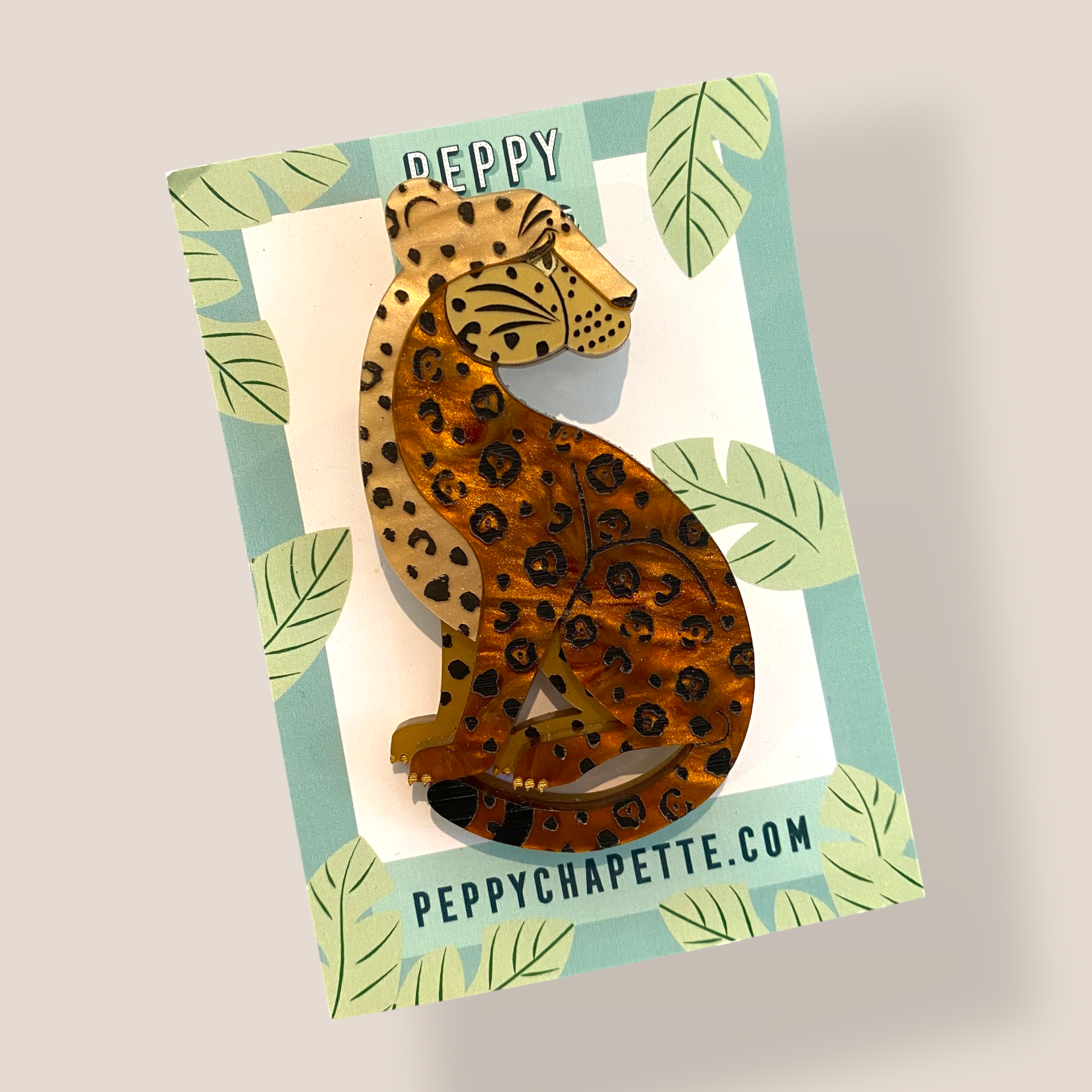 Danilova Jewellery, Peppy Chapette,Jeanie Jaguar (2021) Acrylic Brooch3.png