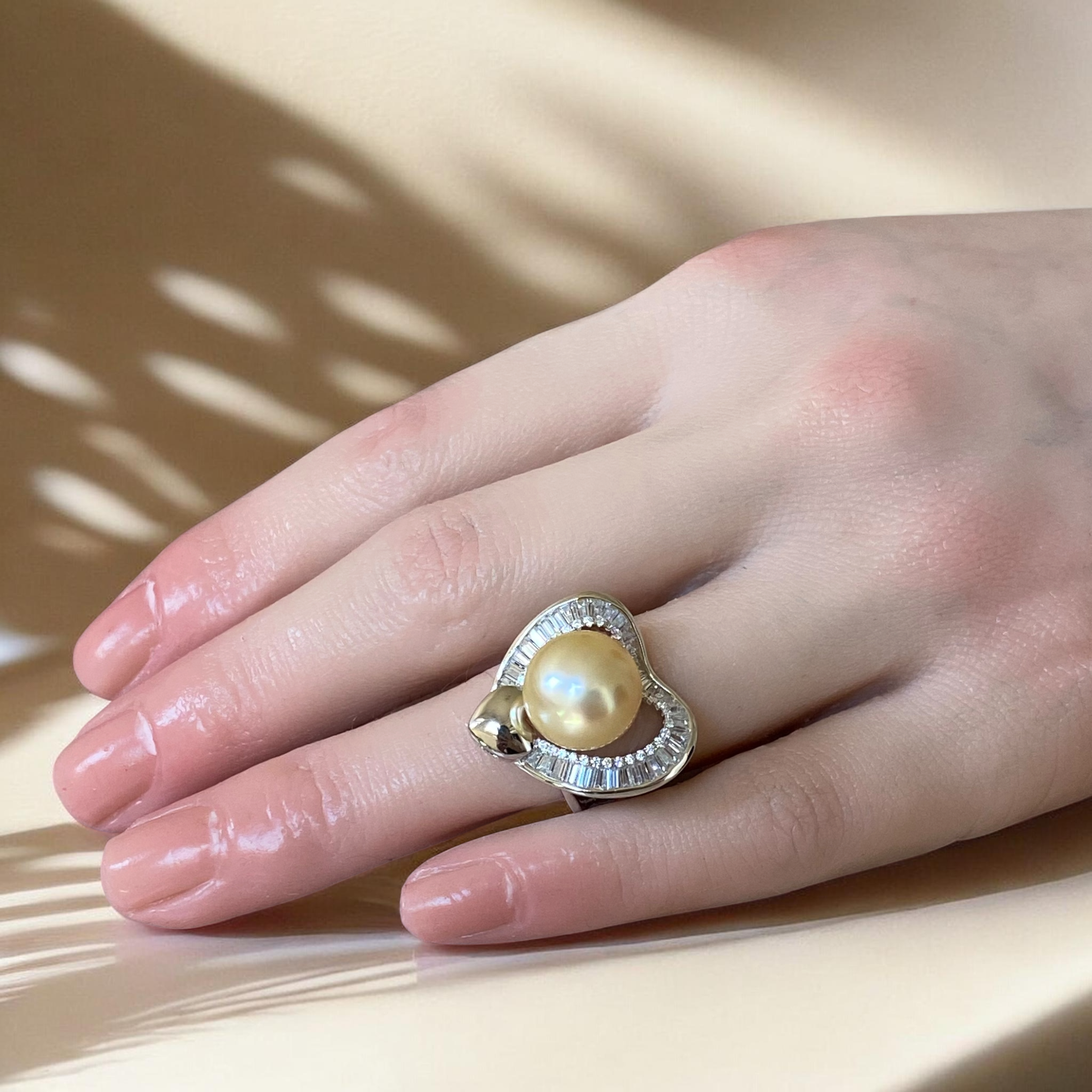South Sea, Gold Pearl Ring in Silver Heart Halo Setting7.PNG