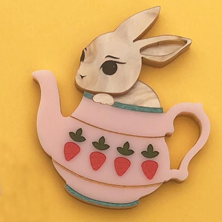 Danilova Jewellery, Peppy Chapette, Bunny Pot Poppy (2021) Acrylic Brooch1.jpg