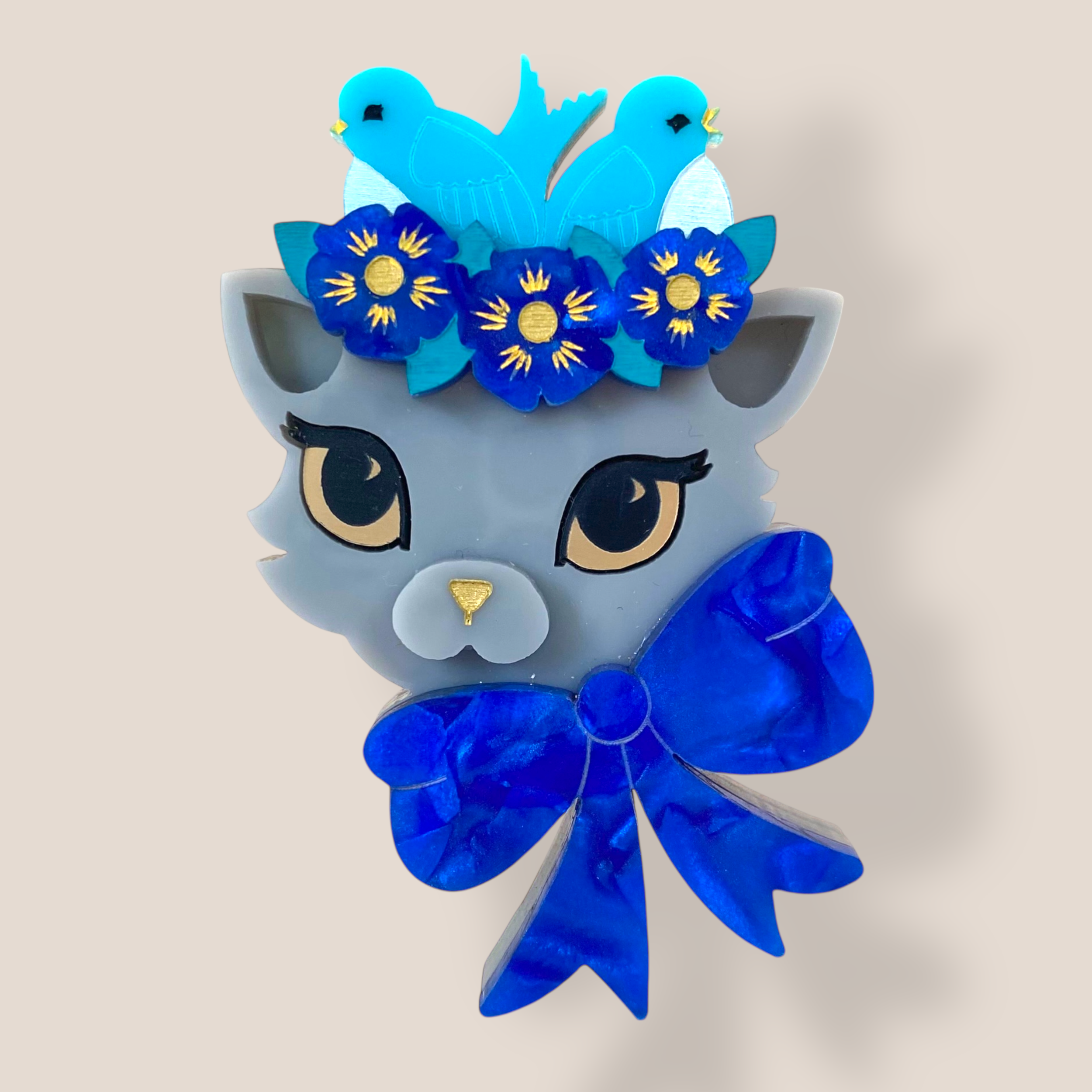 Danilova Jewellery, Peppy Chapette, Fancy Nancy Cat (2018) Acrylic Brooch4.png