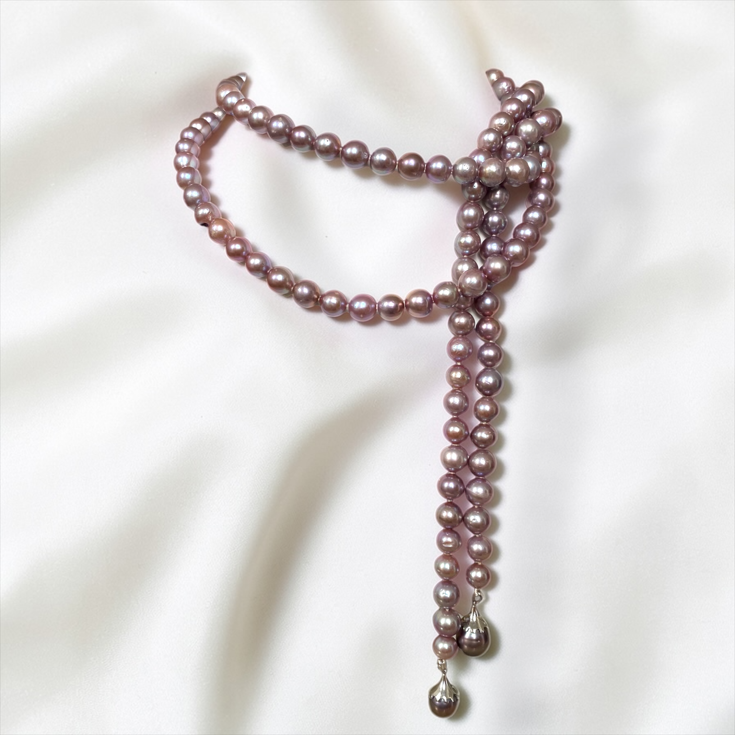By Danilova, Pink Edison Pearl & Dark Tahitian Pearl, Rope Length Necklace