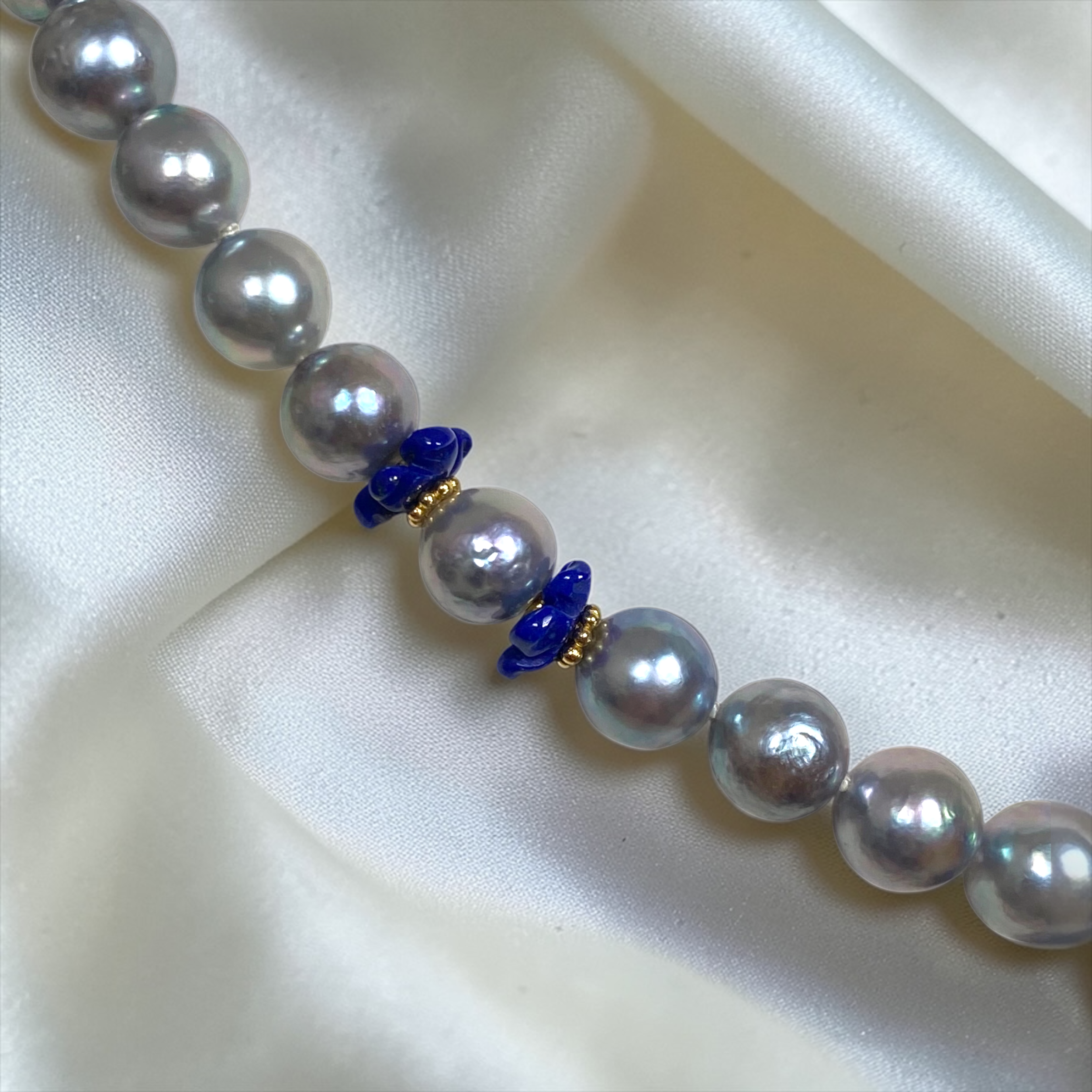 By Danilova, Blue Akoya Pearl & Lazurite Pendant, Necklace1.PNG