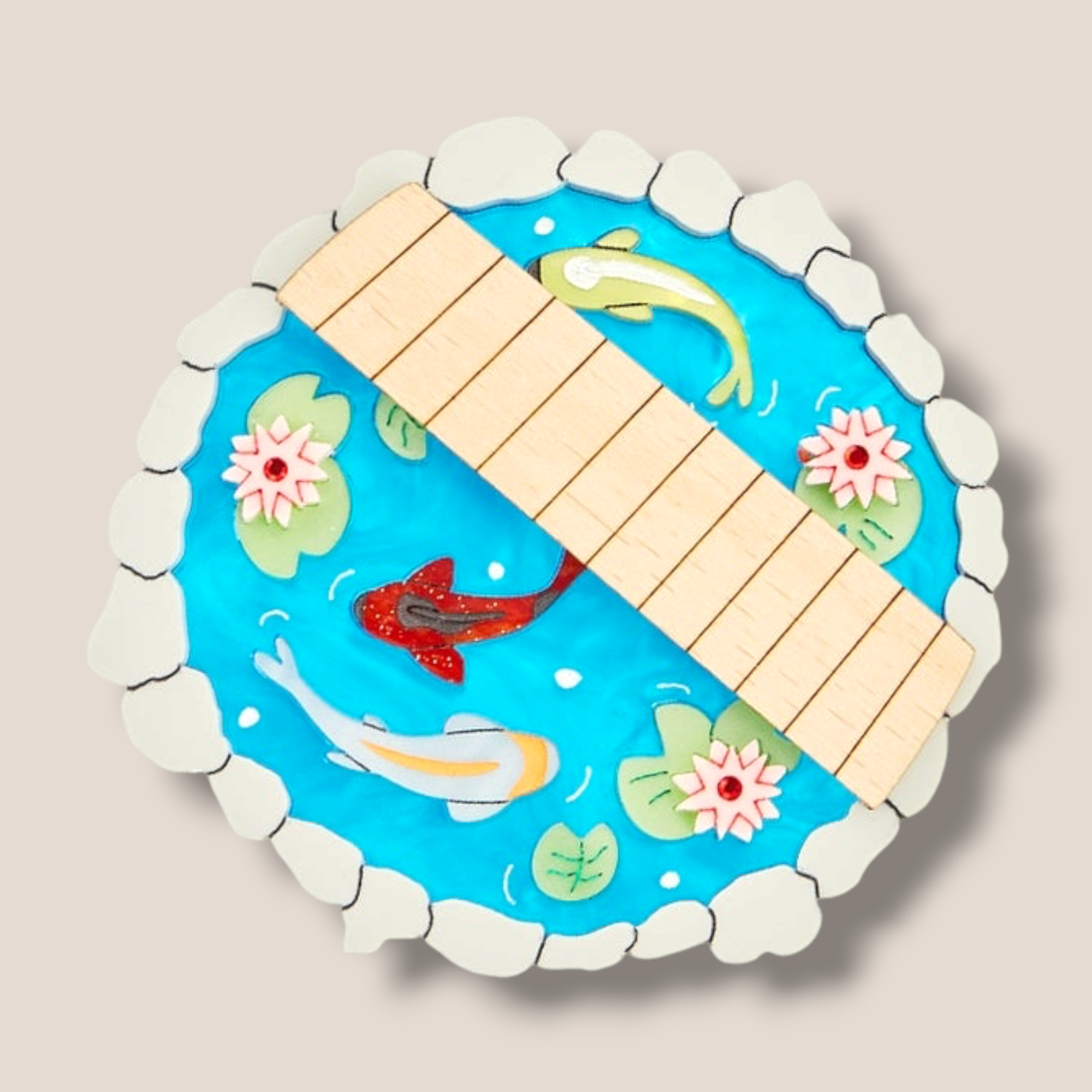 Danilova, La Vidriola, Little Koi Pond, Acrylic Statement Brooch0.PNG