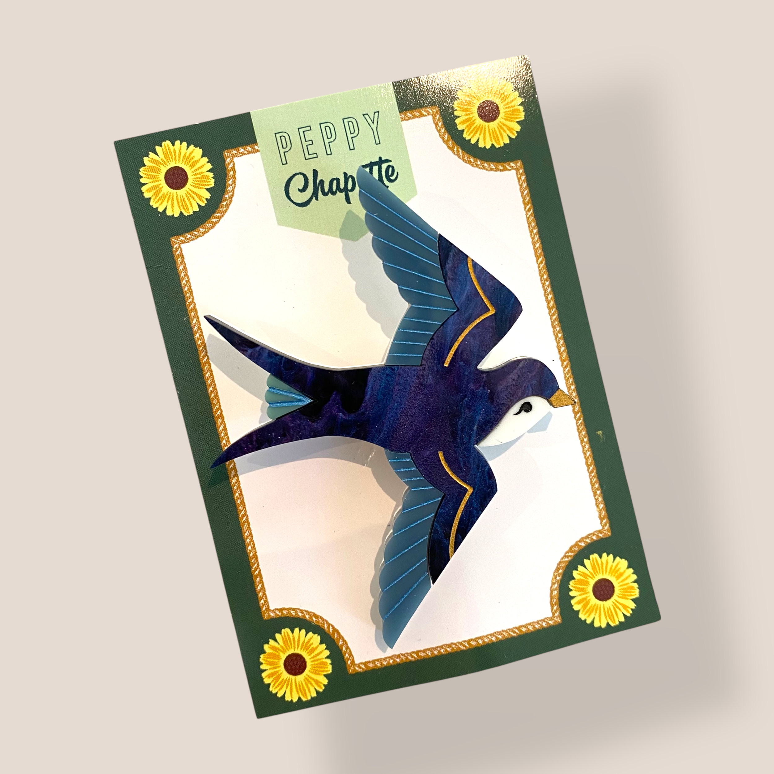 Danilova Jewellery, Peppy Chapette, Swooning Cindy Swallow (2023) Acrylic Brooch5.png