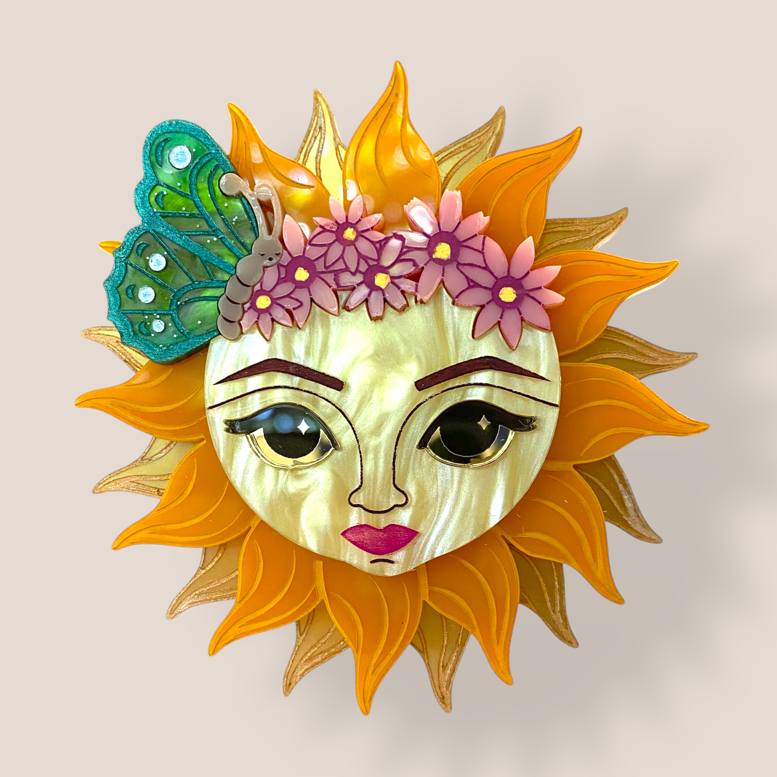 Peppy Chapette, Butterfly Sunrise (2023), Acrylic Brooch