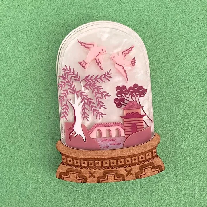Danilova Jewellery, Peppy Chapette, Pink Willow Diorama (2022) Acrylic Brooch1.jpg