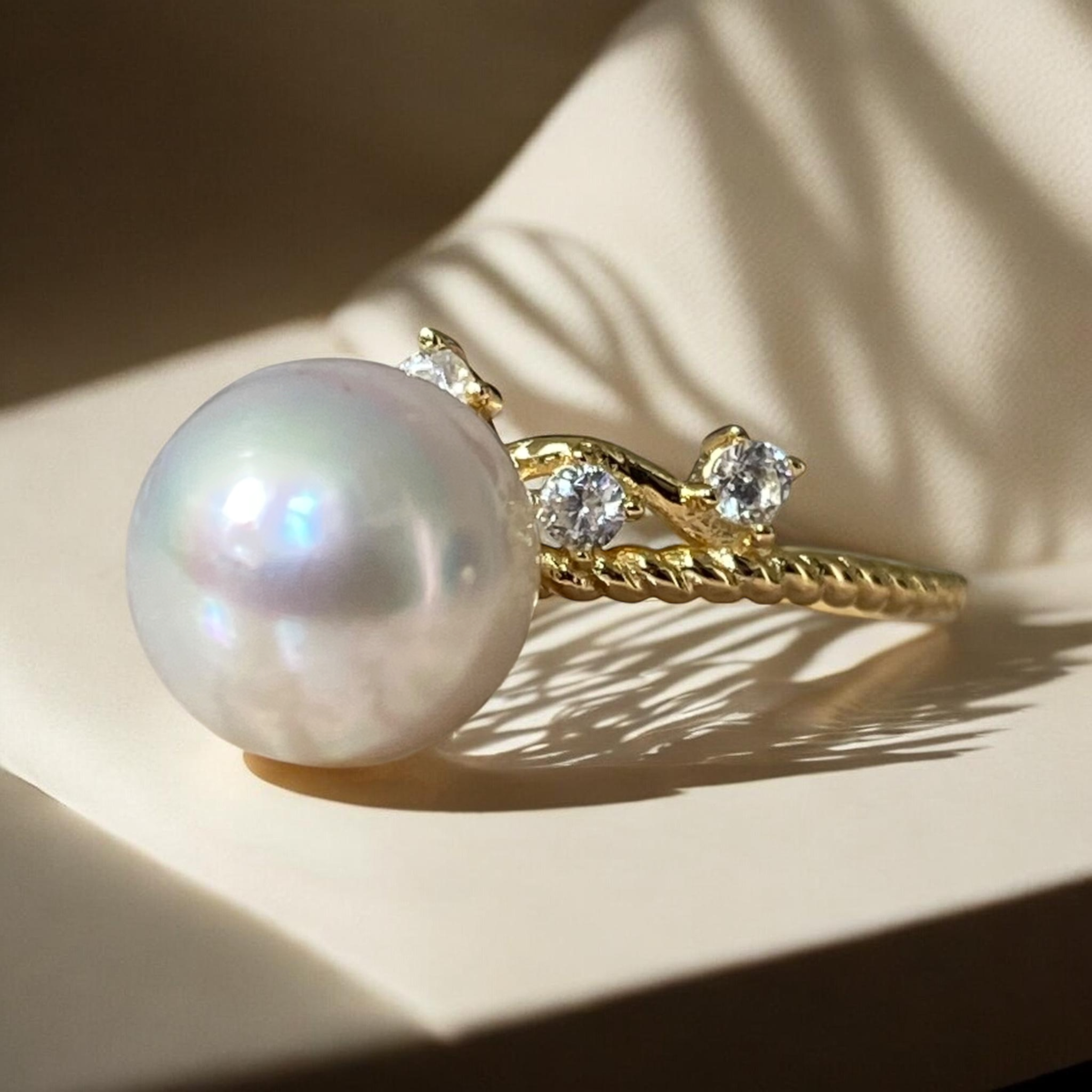 South Sea, White Pearl Ring in Gilded Silver Princess Setting1.PNG