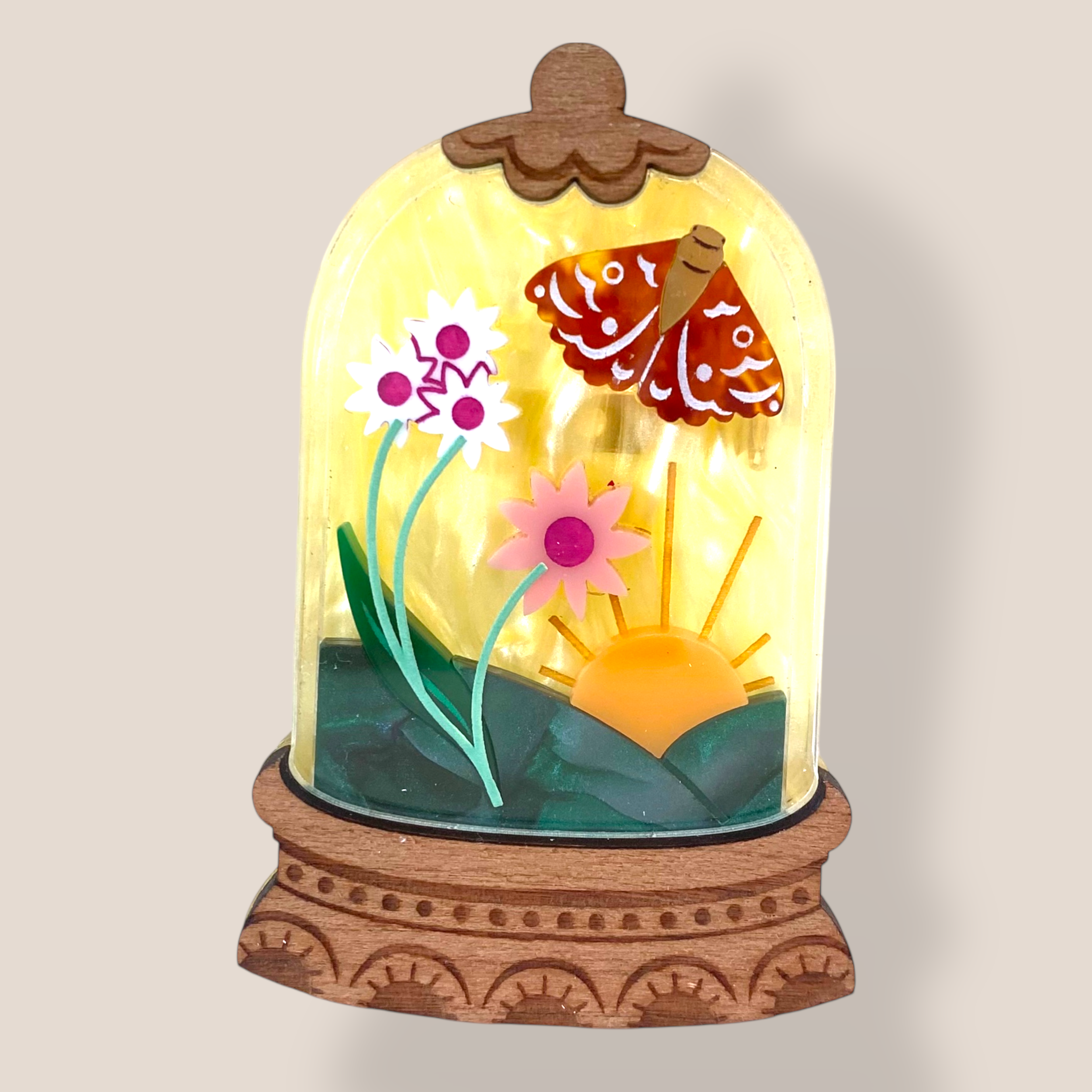 Peppy Chapette, Wildflower Terrarium (2022), Acrylic Brooch