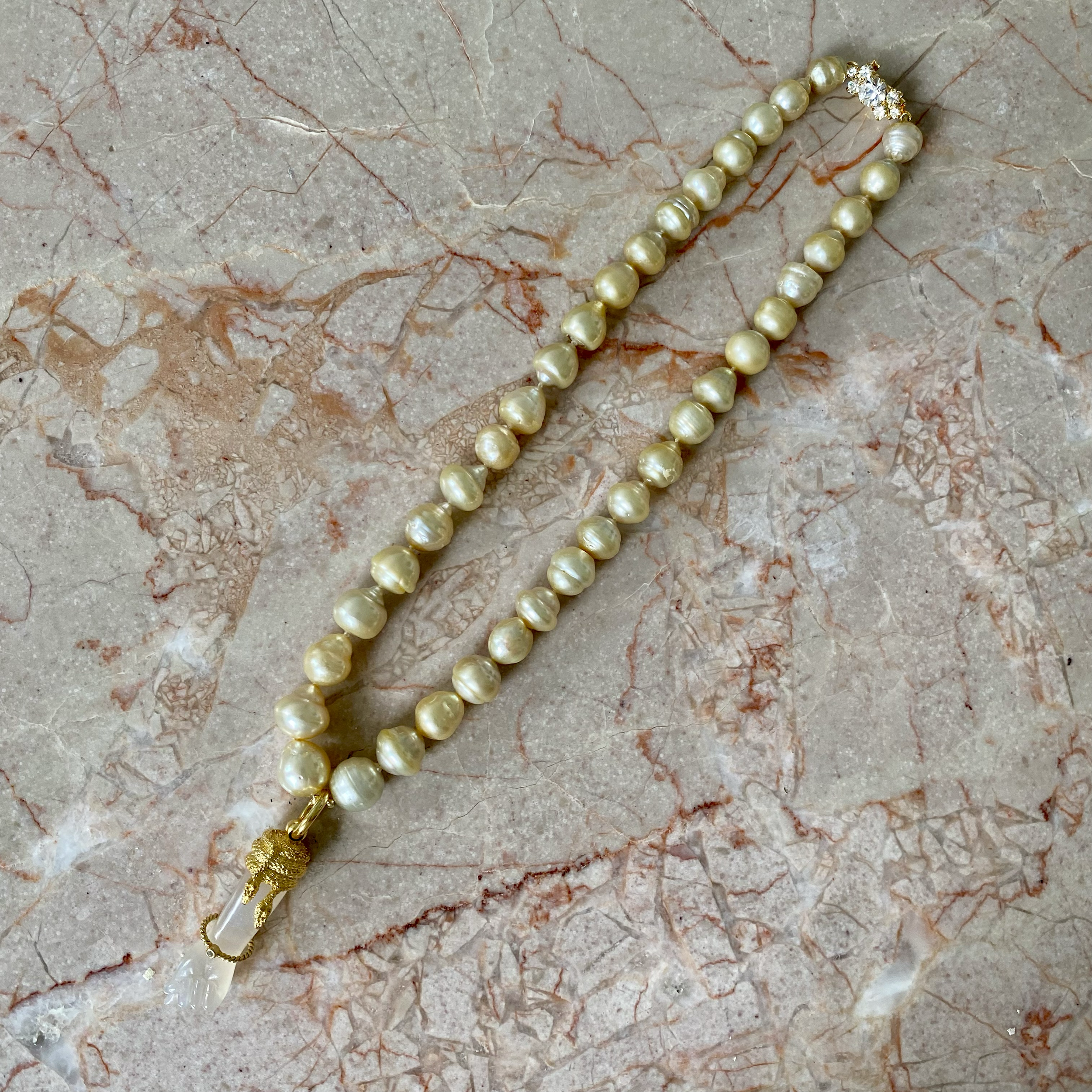 By Danilova, White Pearl, Quartz & Diamond Pendant Necklace6.png