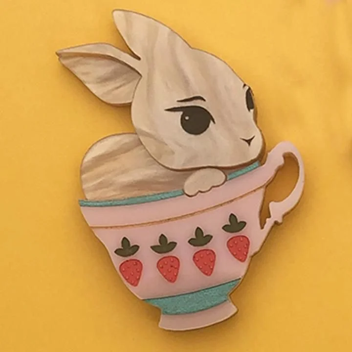Danilova Jewellery, Peppy Chapette, Bunny Cup Betty (2021) Acrylic Brooch1.jpg