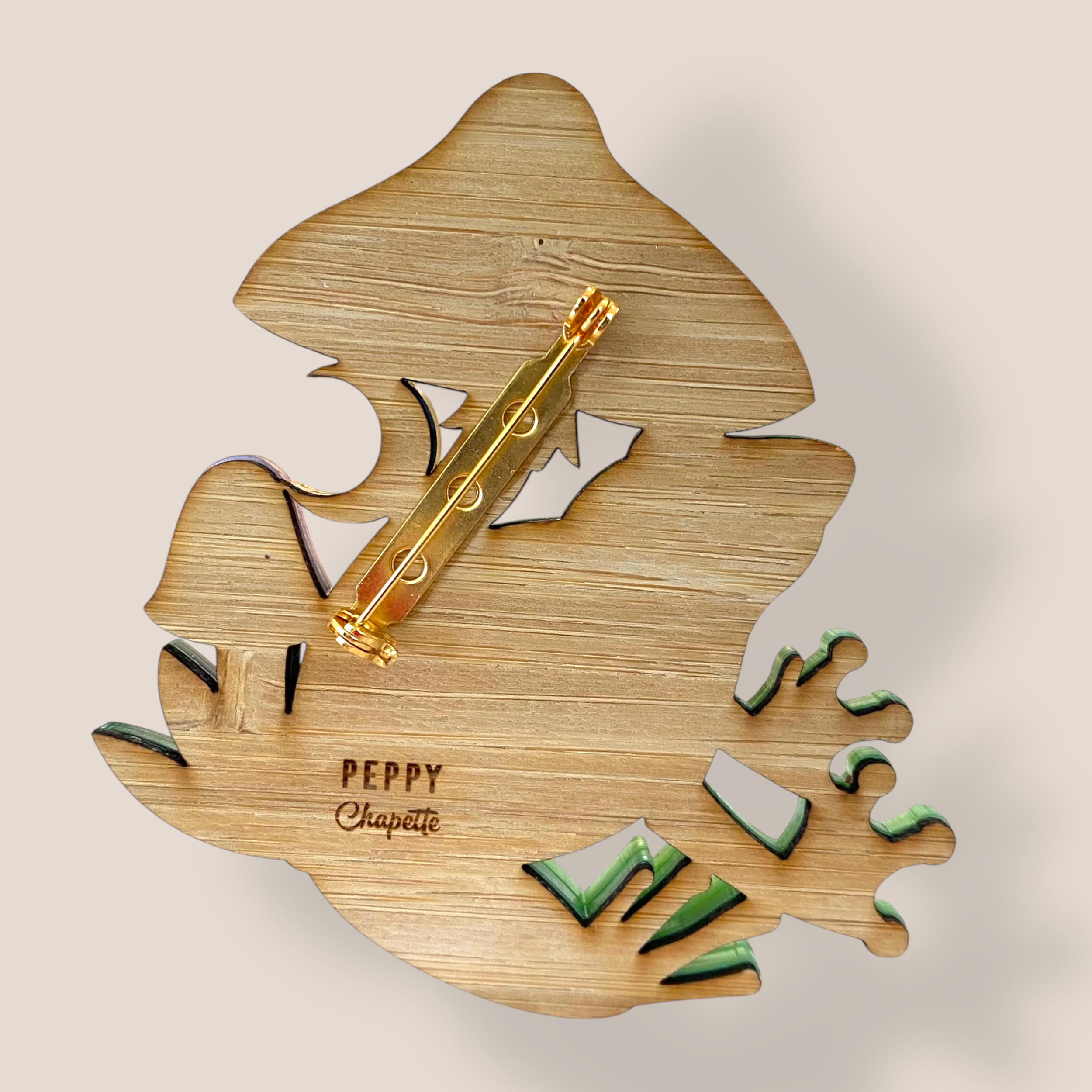 Danilova Jewellery, Peppy Chapette, Fergus Frog and the Toadstool (2023) Acrylic Brooch3.png