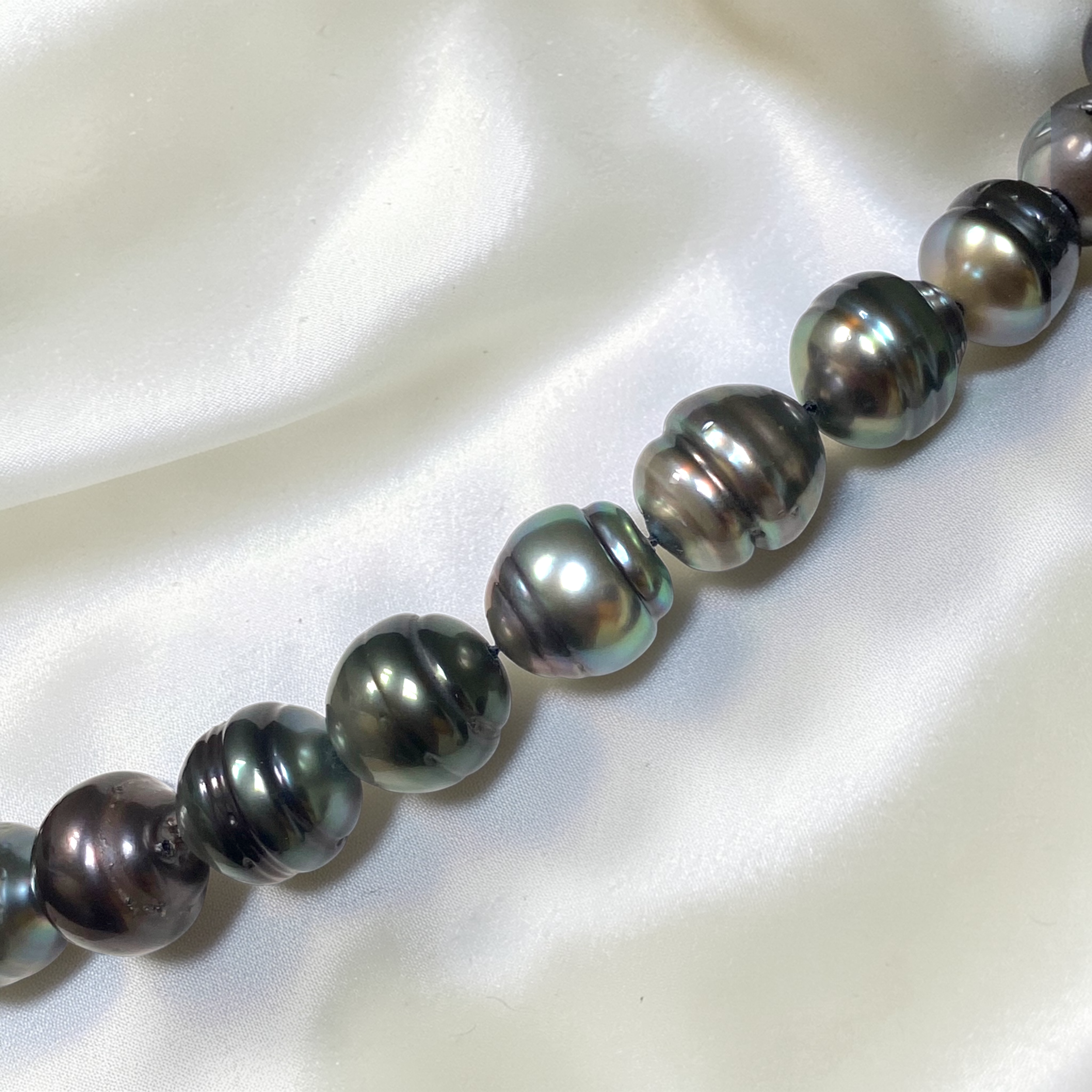 By Danilova, Dark Peacock Pearl and Turquoise Clasp Necklace3.PNG