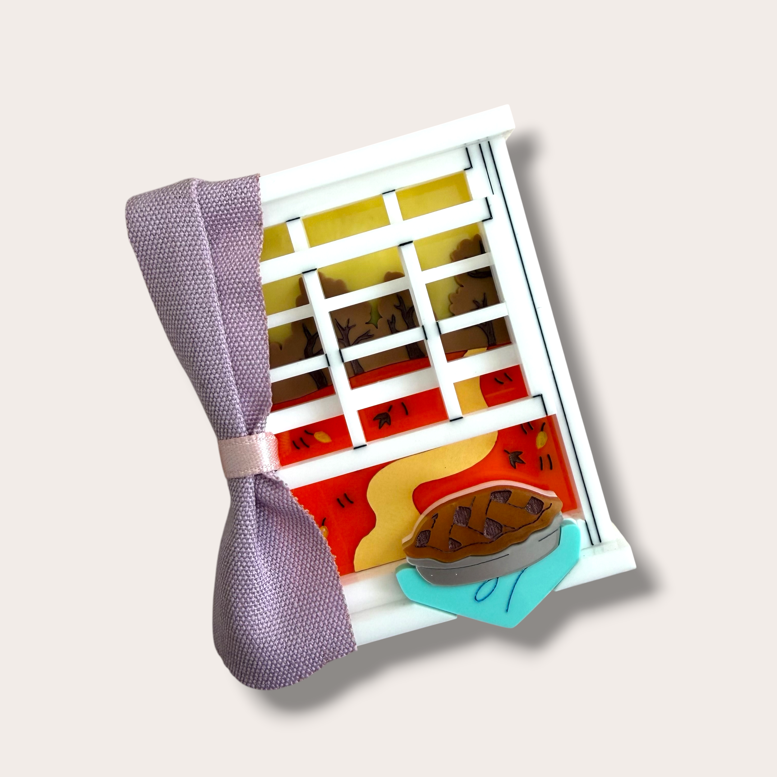 Danilova, La Vidriola, Nana's Apple Pie on the Windowsil!, Acrylic Brooch3.PNG