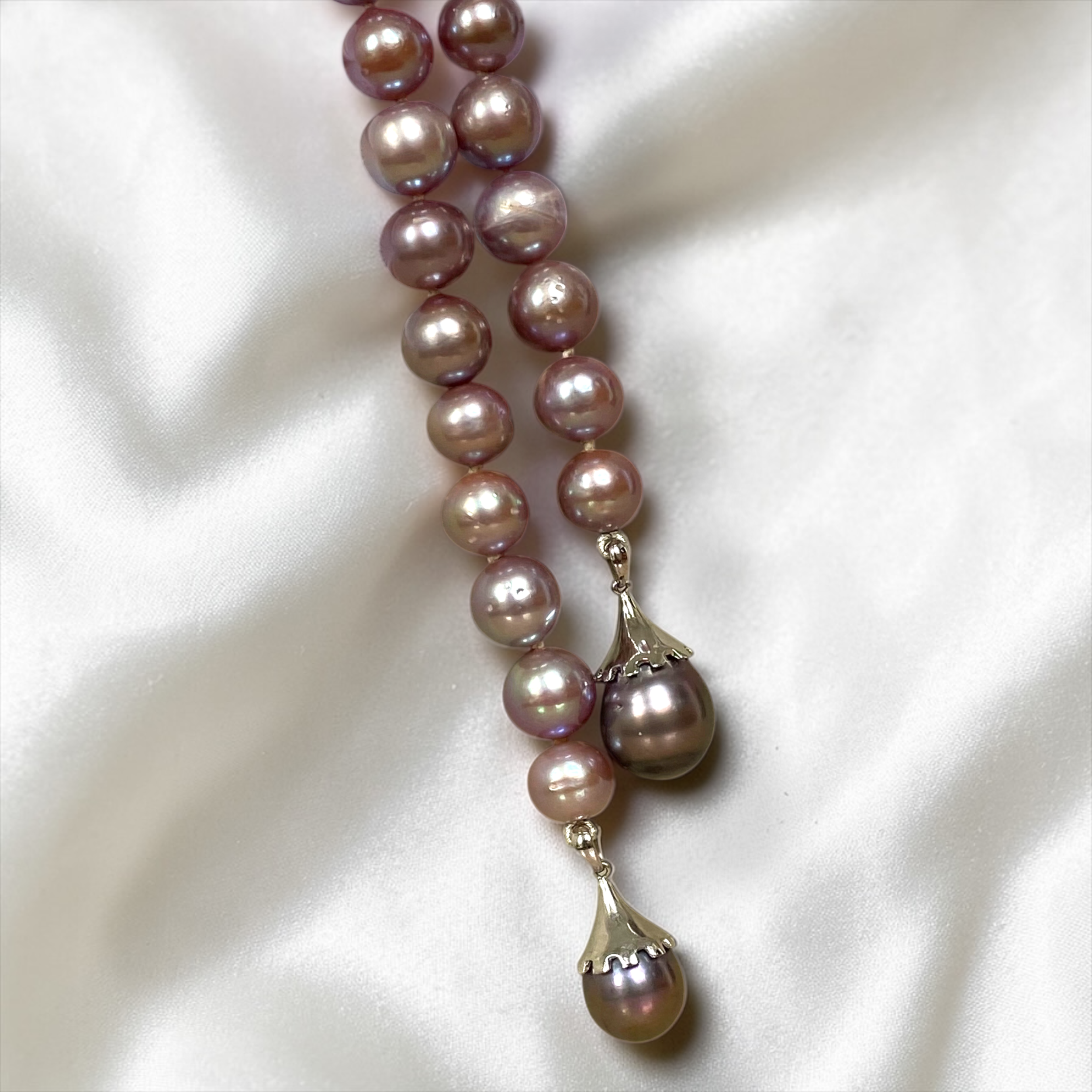 By Danilova, Pink Edison Pearl & Dark Tahitian Pearl, Rope Length Necklace1.PNG