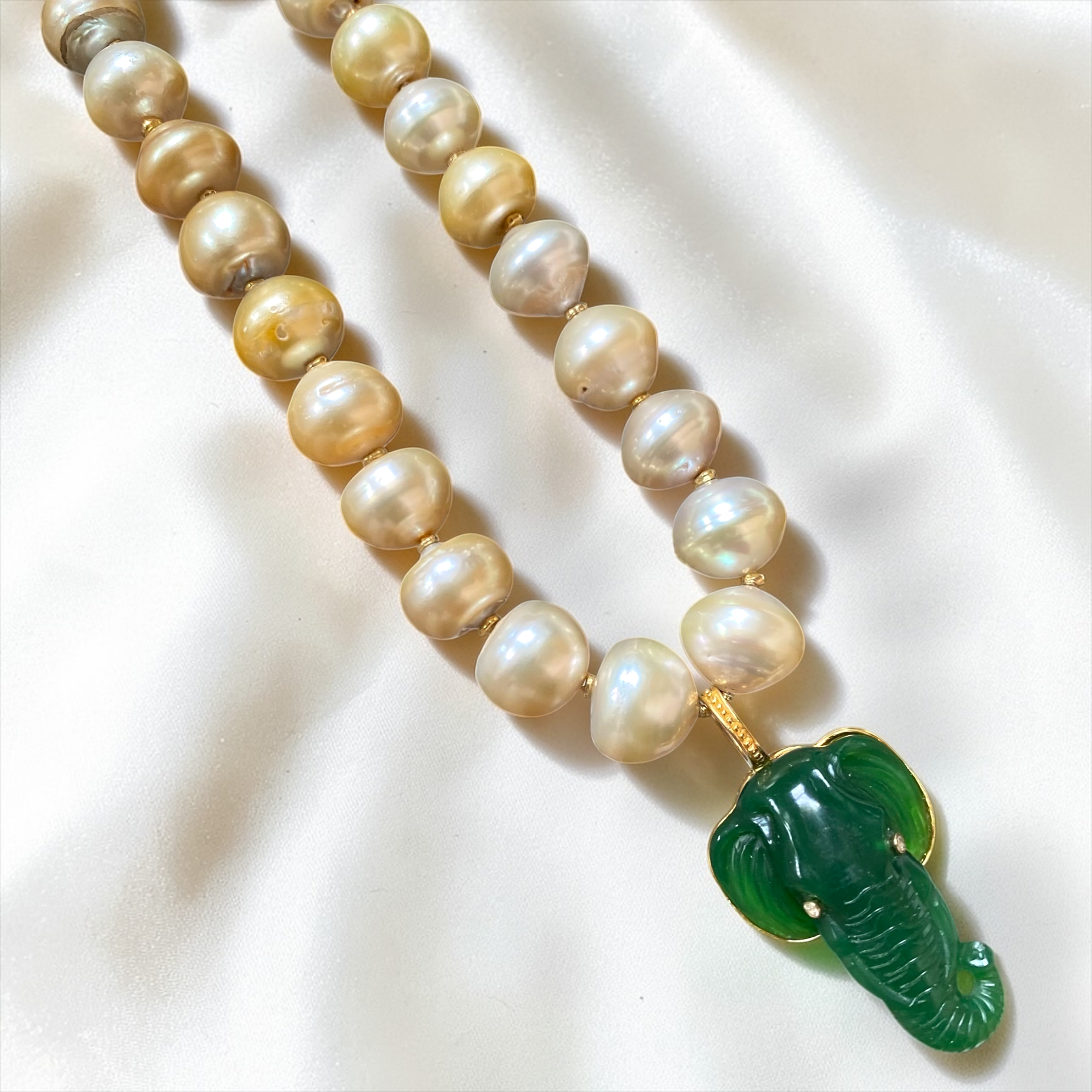 By Danilova, White Pearl, Jade & Diamond Elephant Pendant Necklace12.PNG