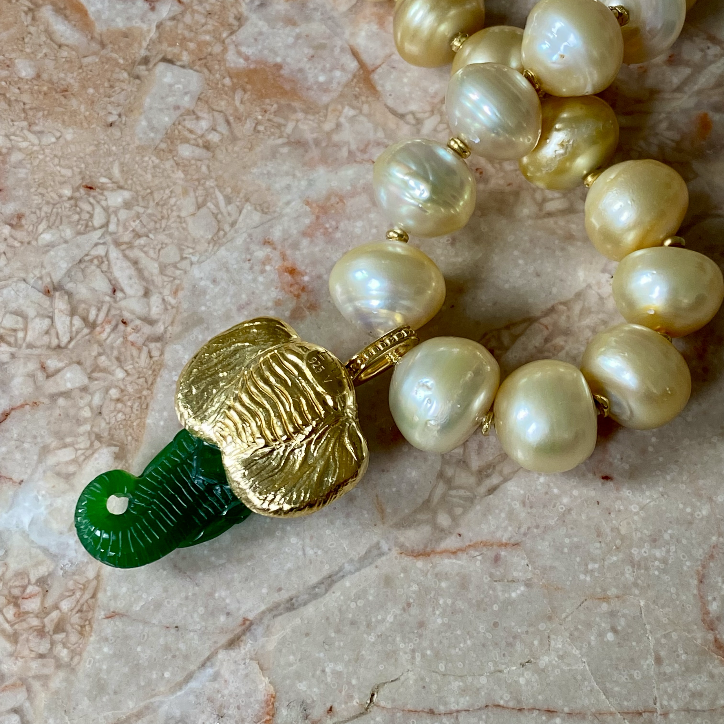 By Danilova, White Pearl, Jade & Diamond Elephant Pendant Necklace9.png