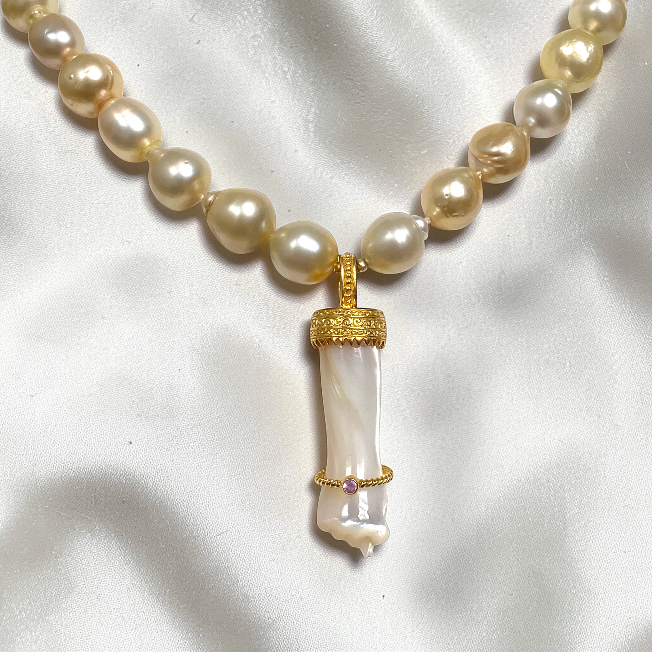 By Danilova, White Pearl, Mother of Pearl & Pink Amethyst Pendant Necklace2.PNG