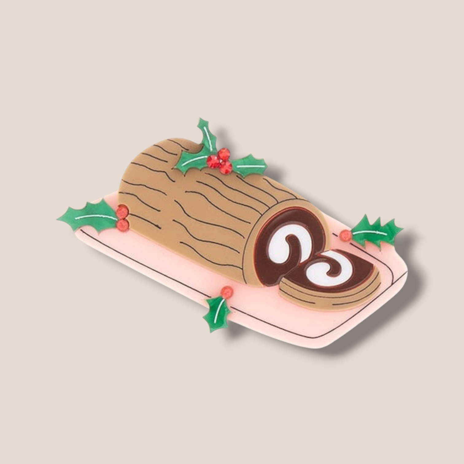 La Vidriola, Delicious Buche de Noel Cake, Acrylic Brooch/Pin