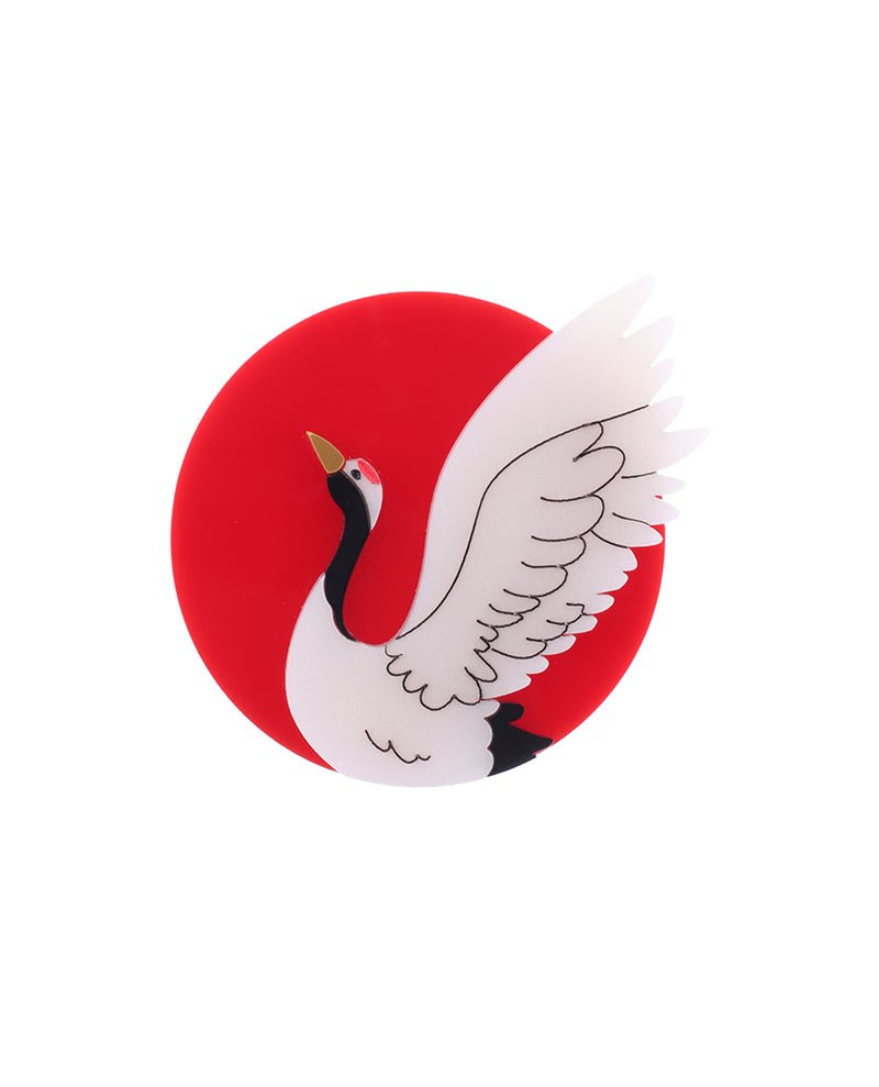 Danilova, La Vidriola, Red-Crowned Crane, Acrylic Brooch0.jpg