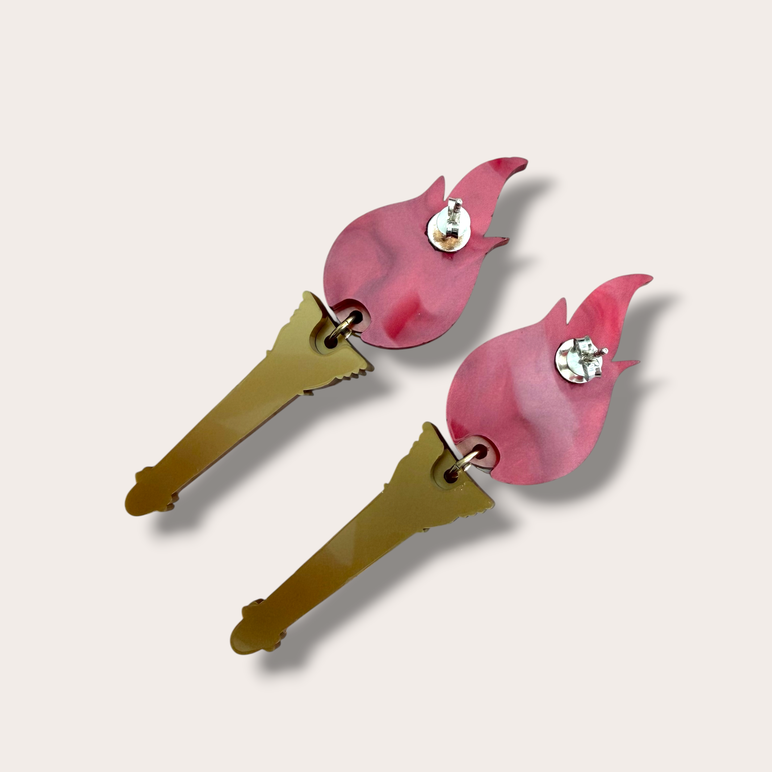Danilova, La Vidriola, The Olympic Flame, Acrylic Earrings2.PNG