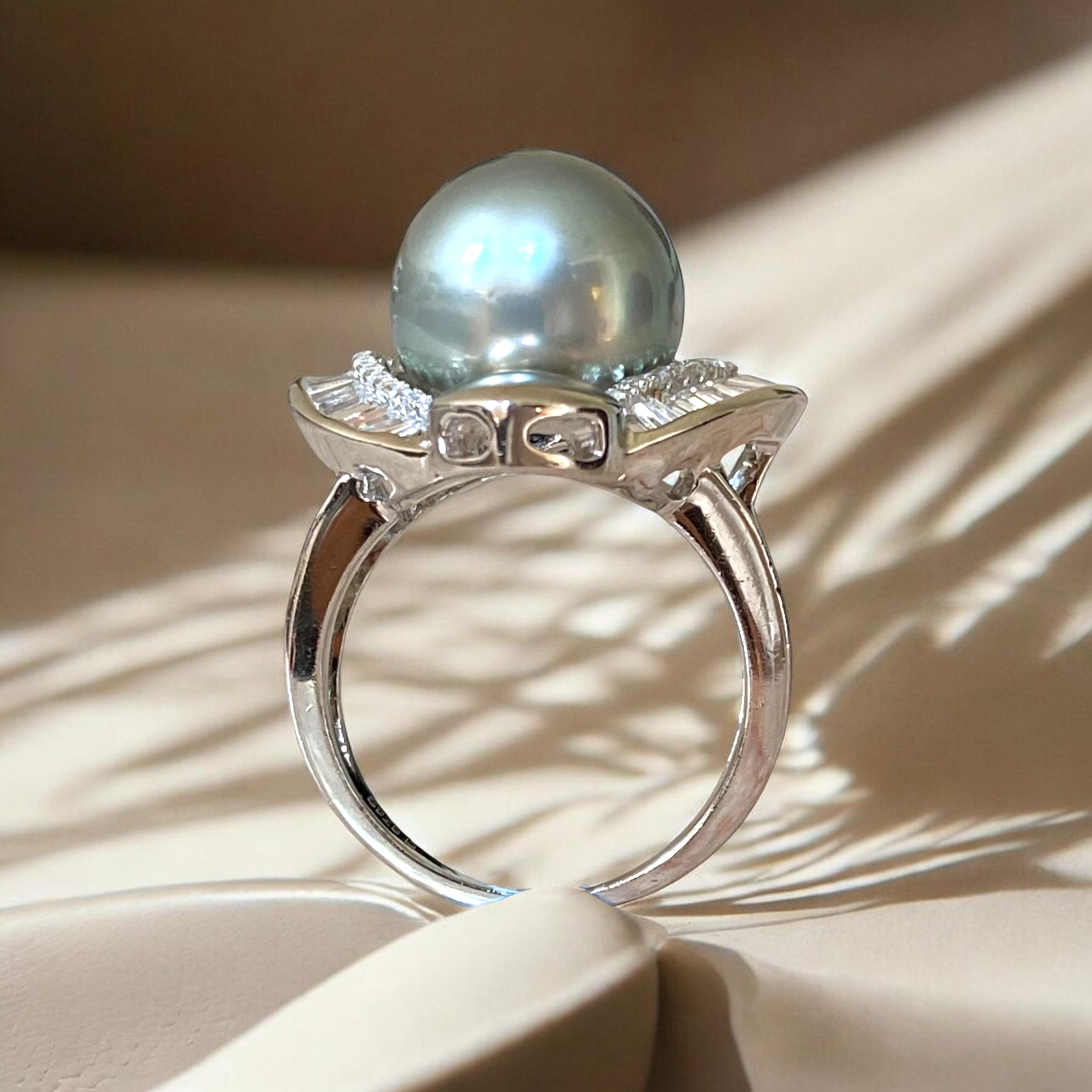 Tahitian, Blue Grey Pearl Ring in Silver Heart Halo Setting4.PNG