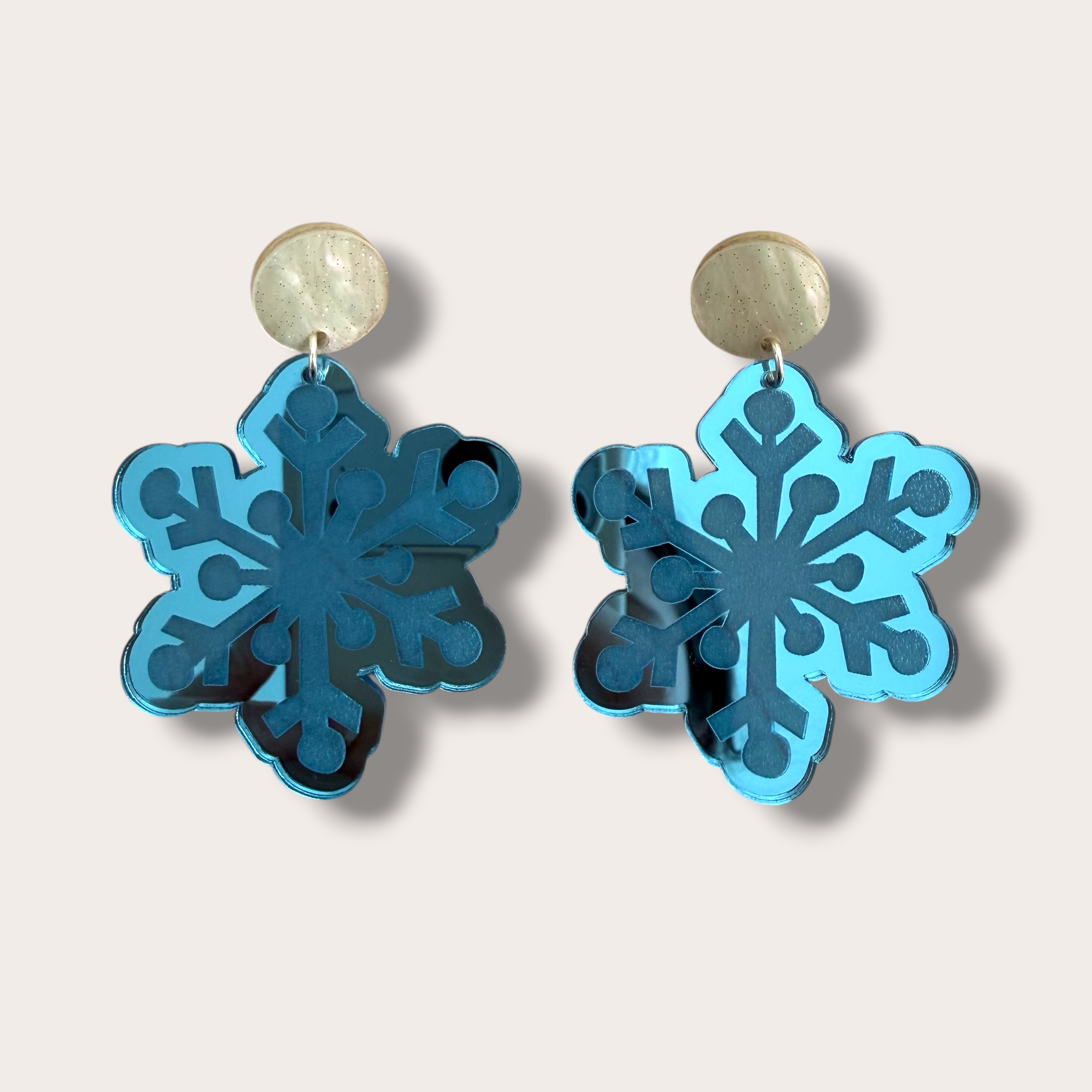 La Vidriola, Snowflakes Falling on my Ears, Acrylic Earrings