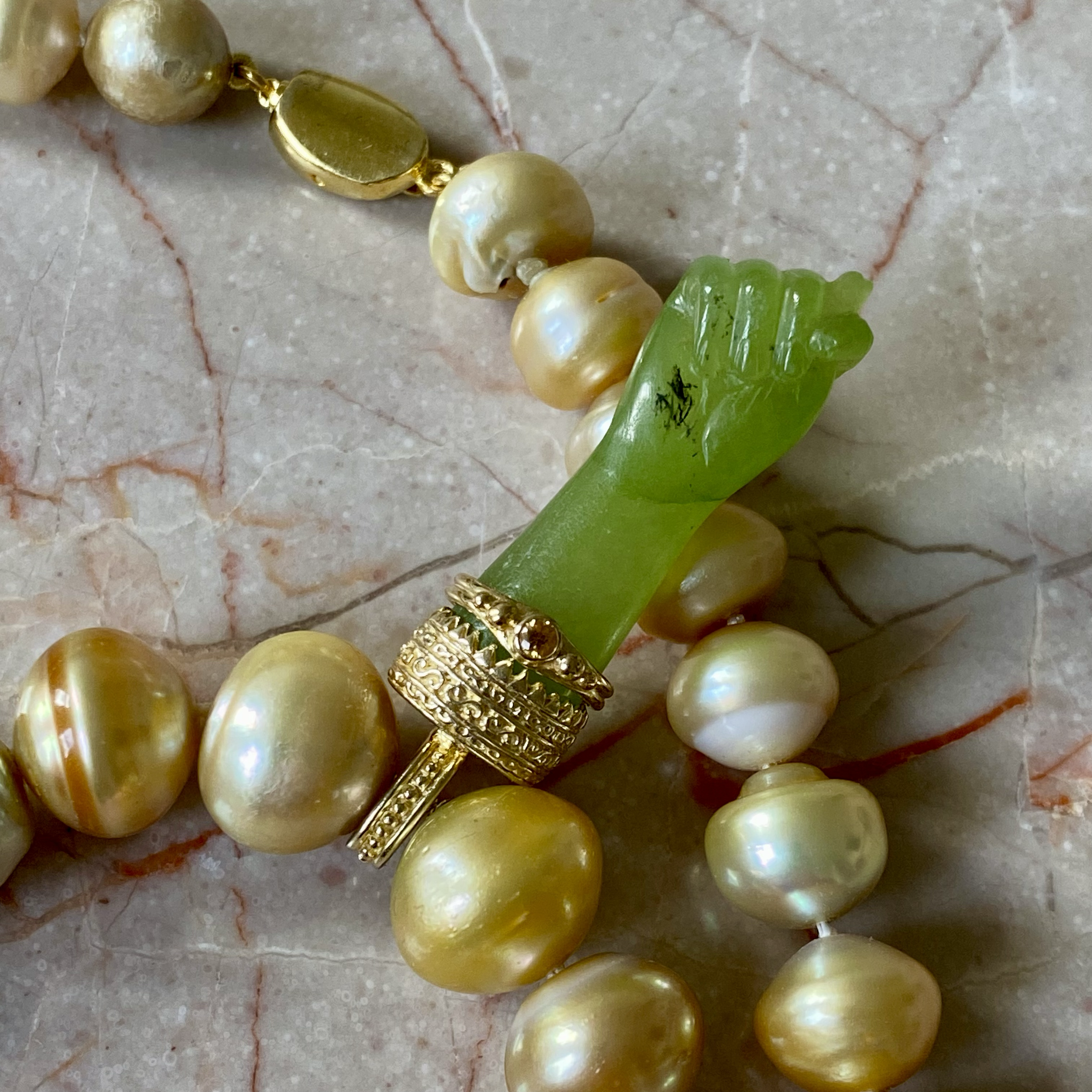By Danilova, Gold Pearl, Peridot & Yellow Sapphire Pendant Necklace11.png