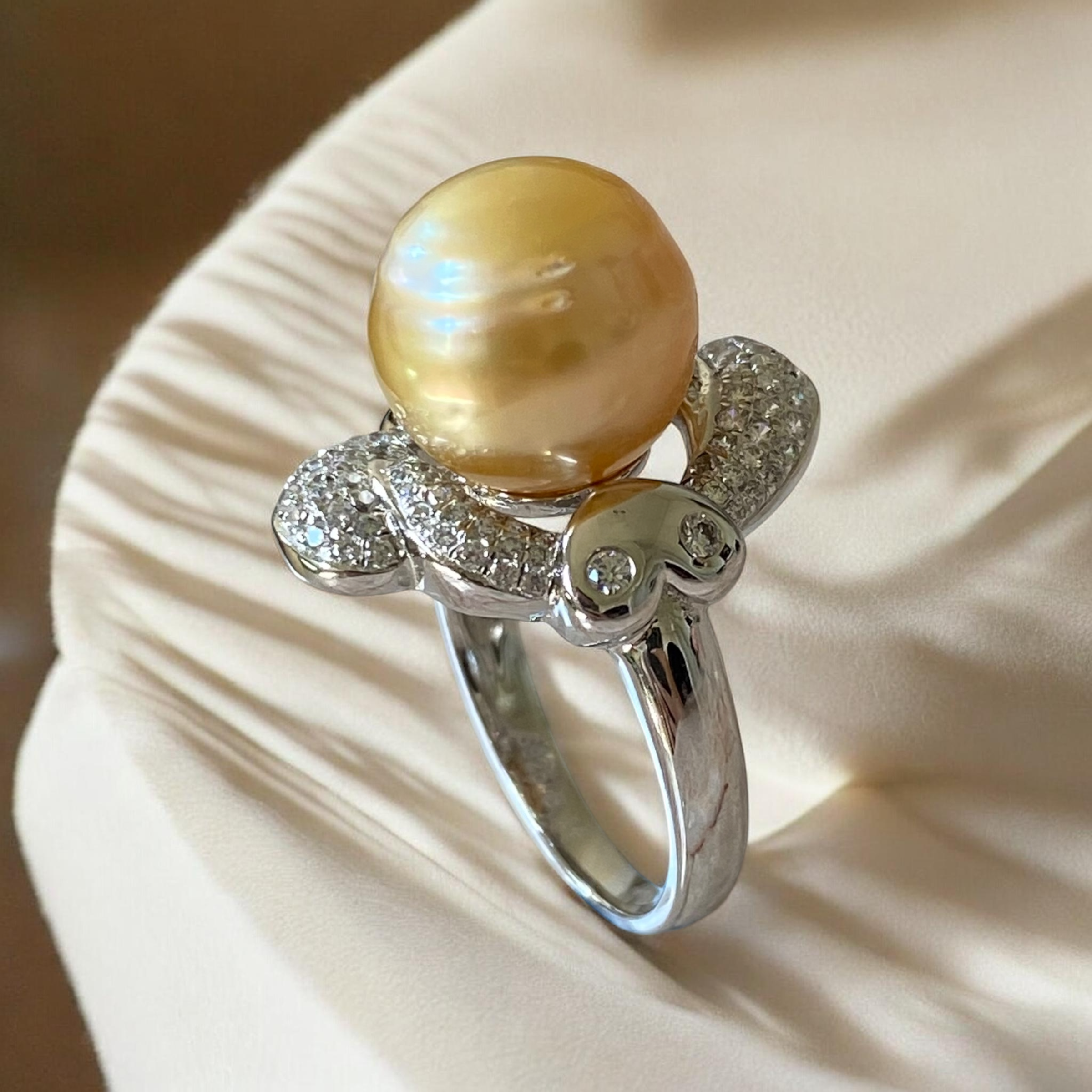 South Sea, Gold Pearl Ring in Silver Scalloped Halo Setting6.PNG