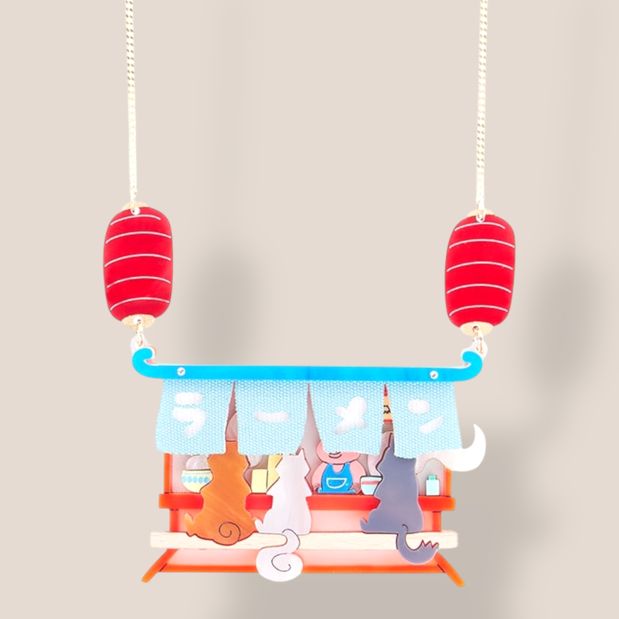 La Vidriola, Look Behind the Ramen Shop Curtain… Acrylic Necklace