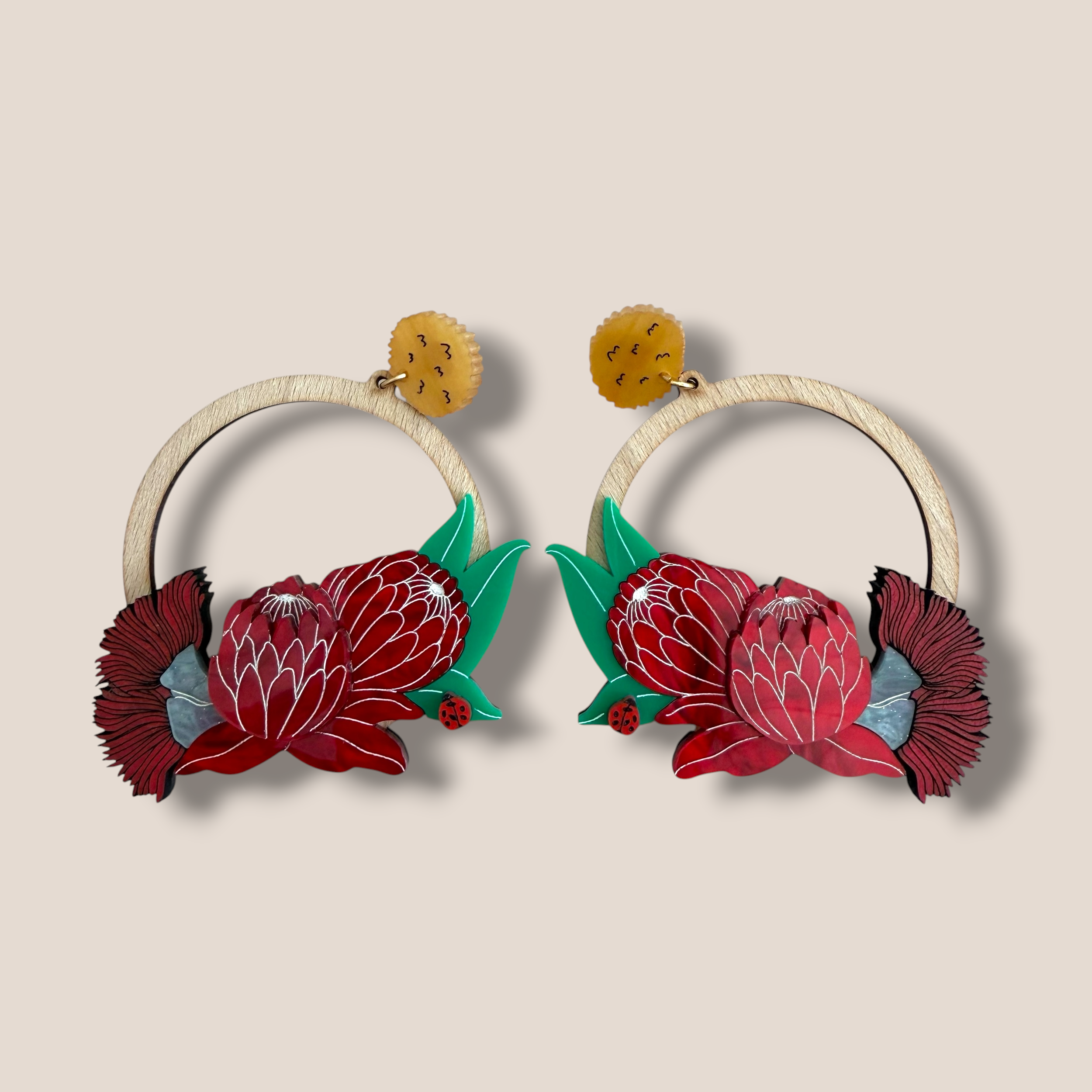 La Vidriola, Aussie Flora, Acrylic Earrings