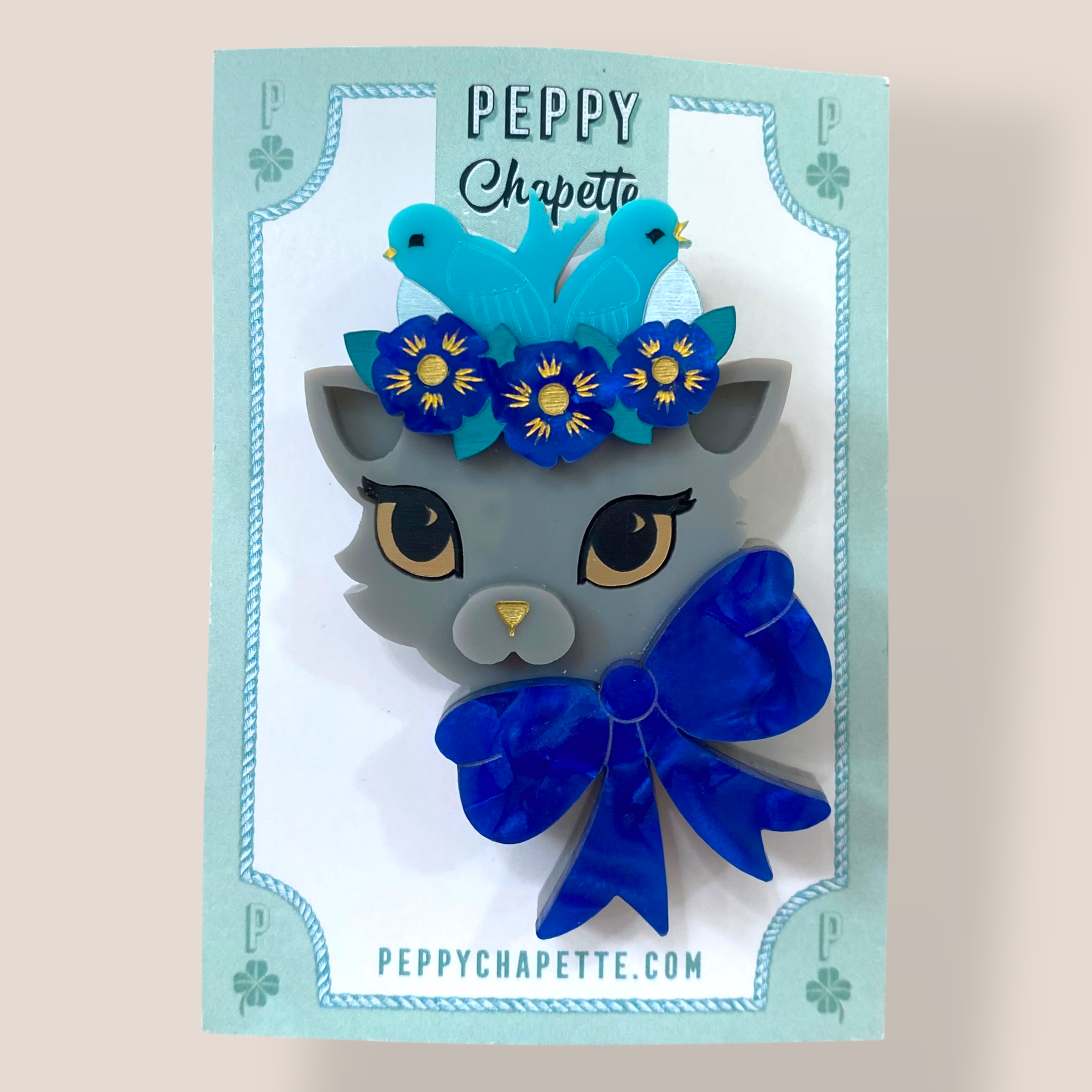 Danilova Jewellery, Peppy Chapette, Fancy Nancy Cat (2018) Acrylic Brooch2.png