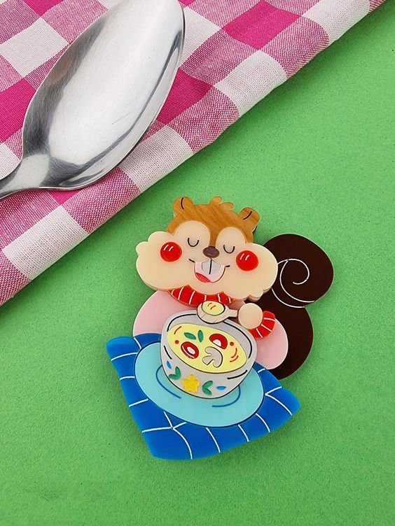 Danilova, La Vidriola, My Winter Soup Brooch, Acrylic Brooch3.jpg