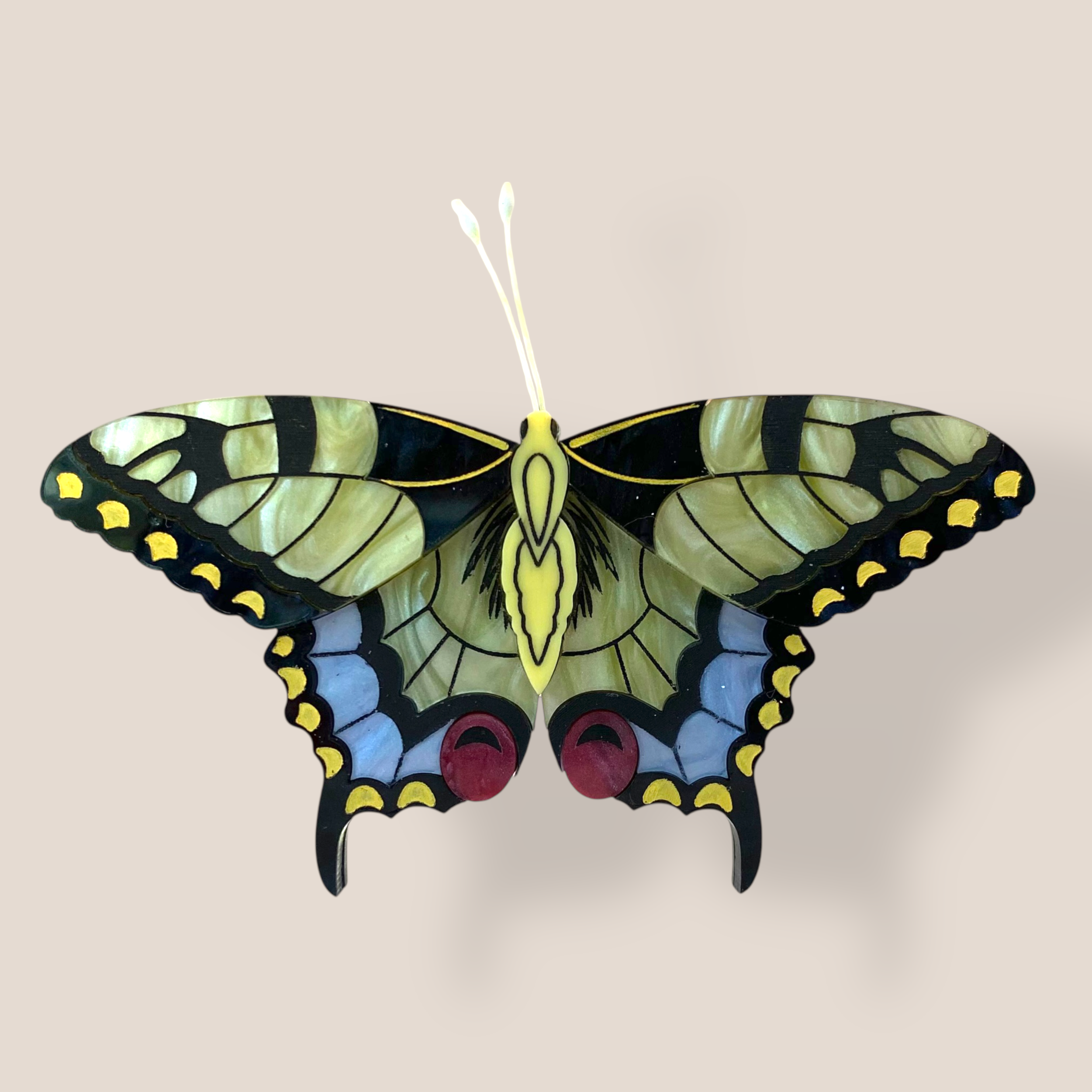 Peppy Chapette, Yellow Swallowtail Butterfly (2023), Acrylic Brooch