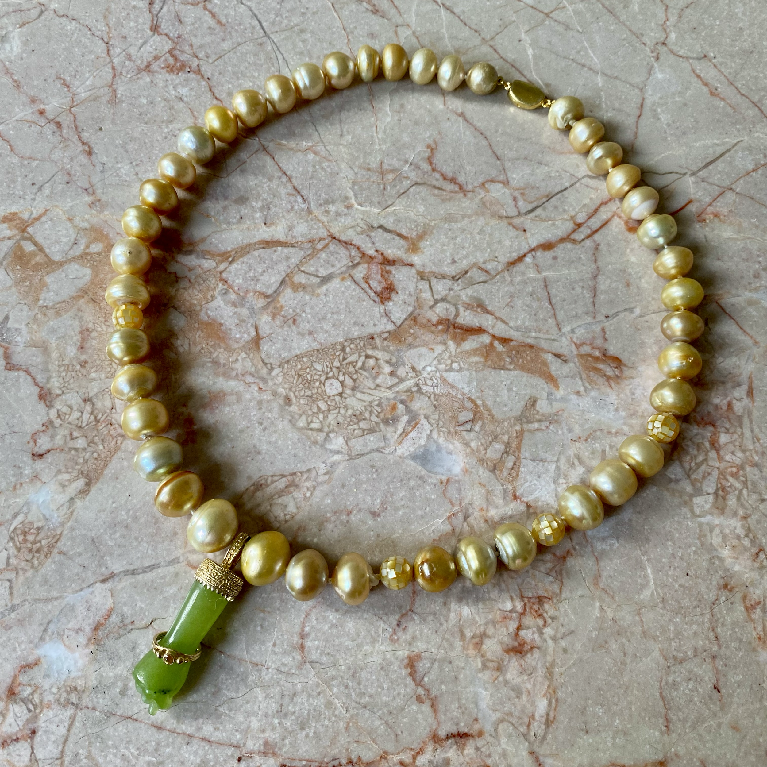 By Danilova, Gold Pearl, Peridot & Yellow Sapphire Pendant Necklace10.png