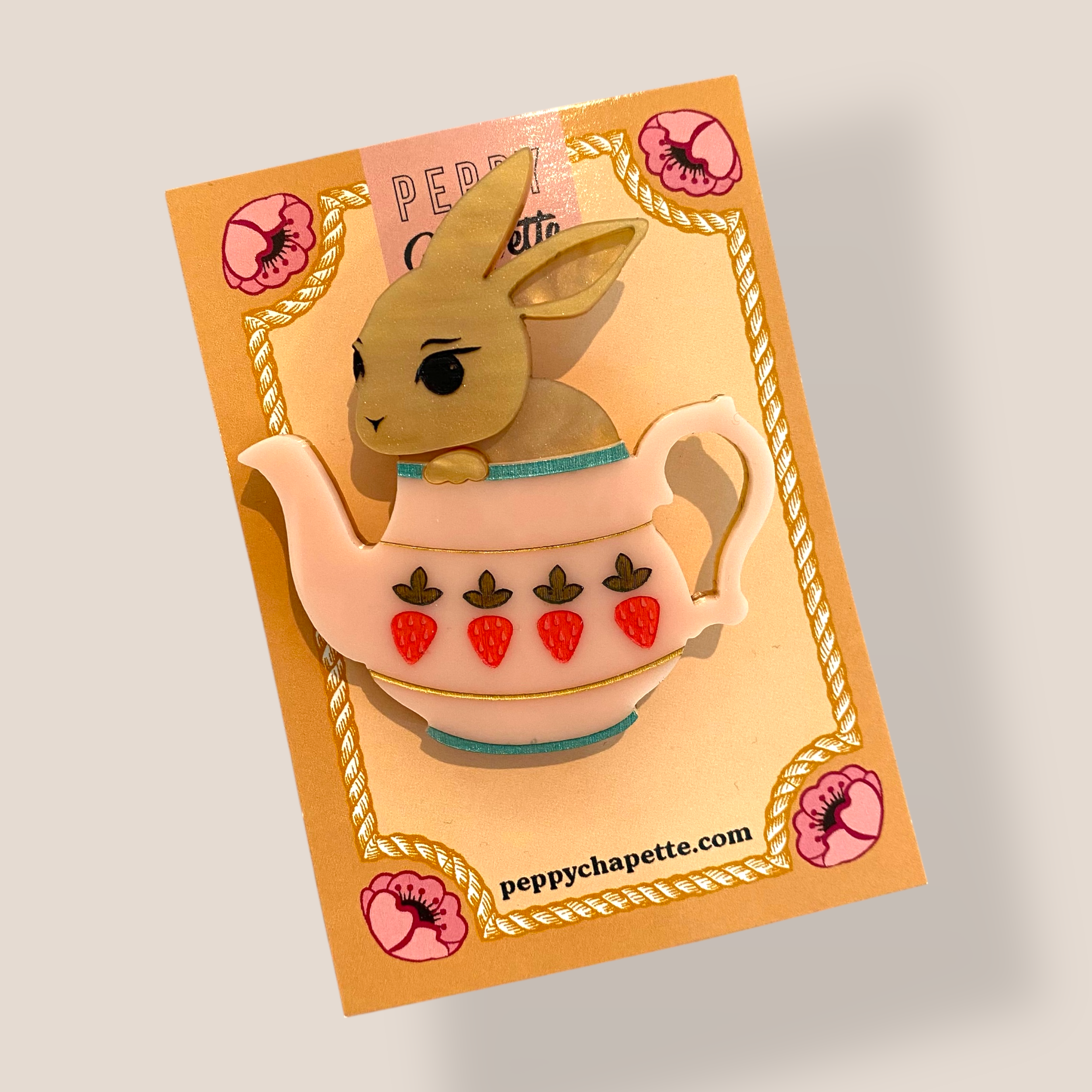 Danilova Jewellery, Peppy Chapette, Bunny Pot Poppy (2021) Acrylic Brooch4.png